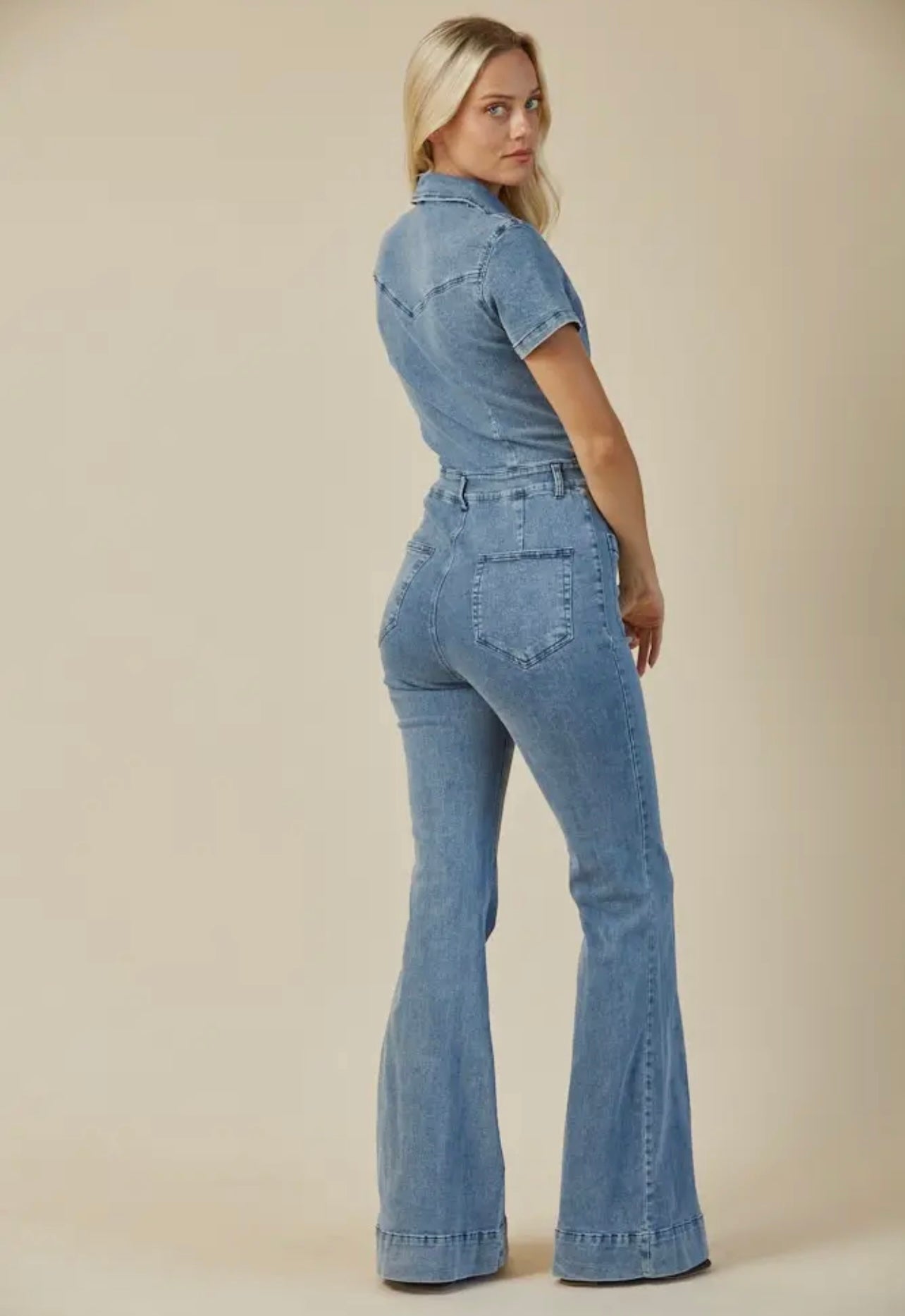 Bellbottom Denim Jumpsuit