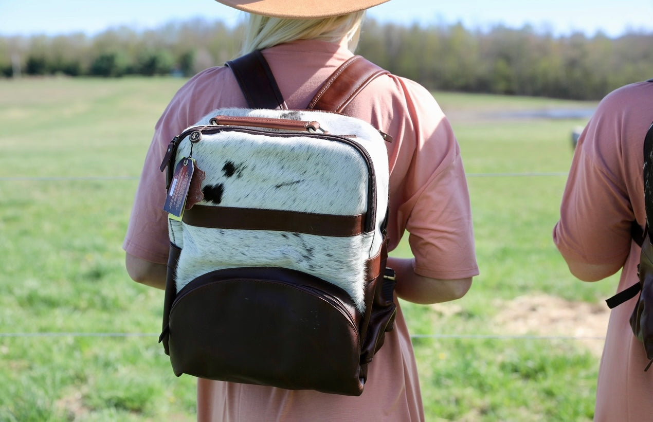 Klassy Cowgirl Hair on Cowhide Leather Backpack