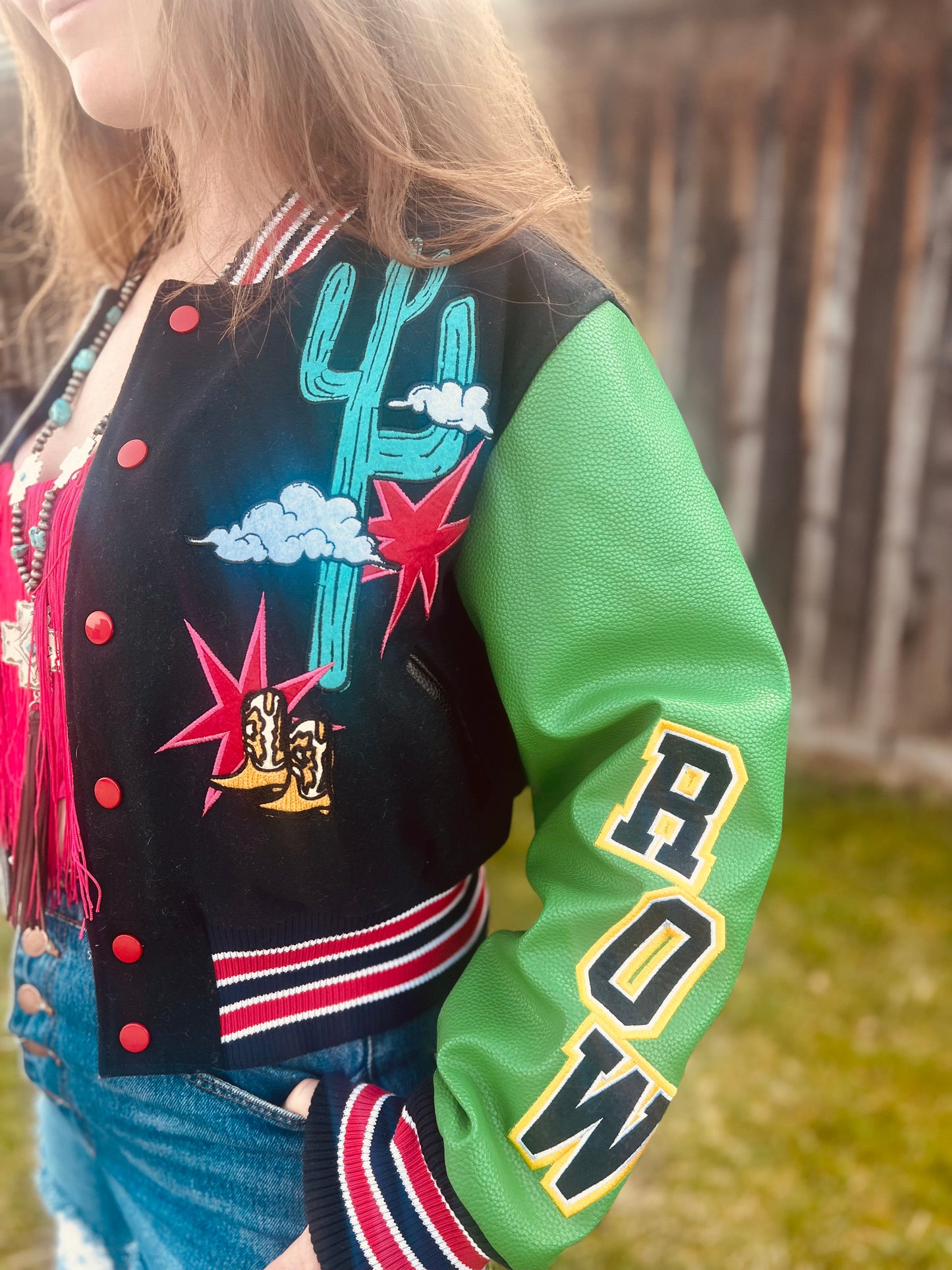 Wild and Free Cropped Varsity Jacket