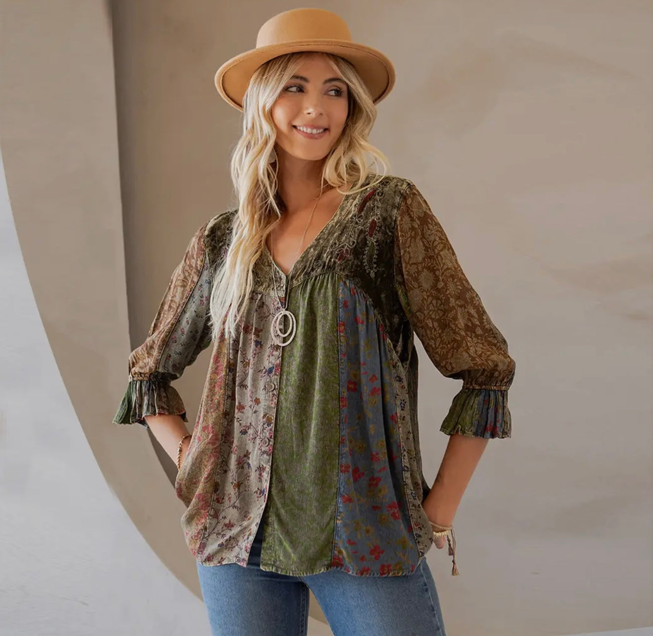 Vintage Bohemian Patchwork Top