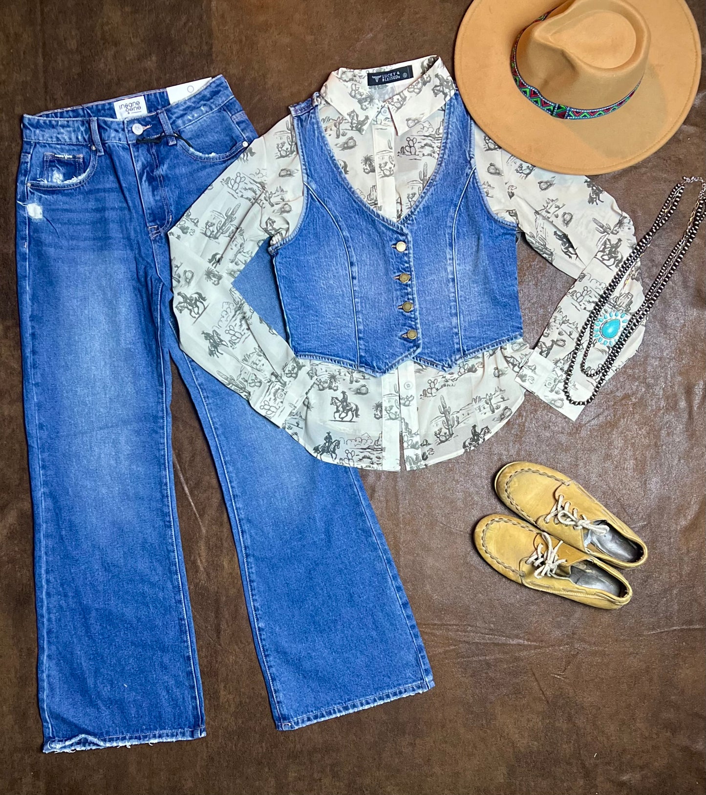 Western Desert Chiffon Collared
Western Shirt