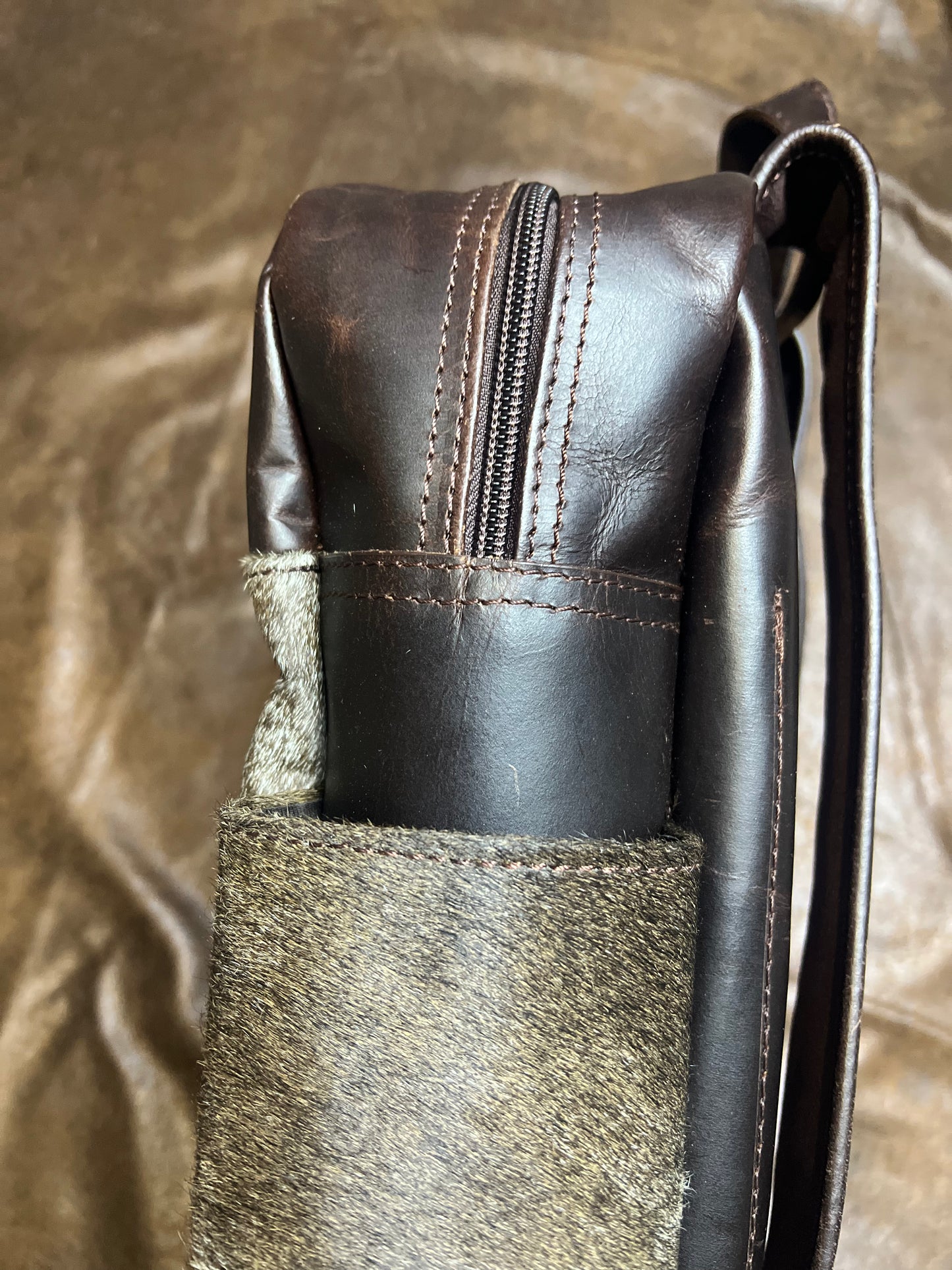 Klassy Cowgirl Hair on Cowhide
Leather Backpack - brown and white PREORDER