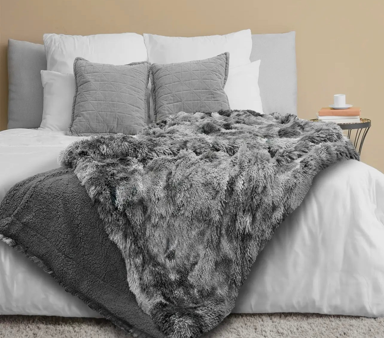 Faux Fur Sherpa Throw Blanket