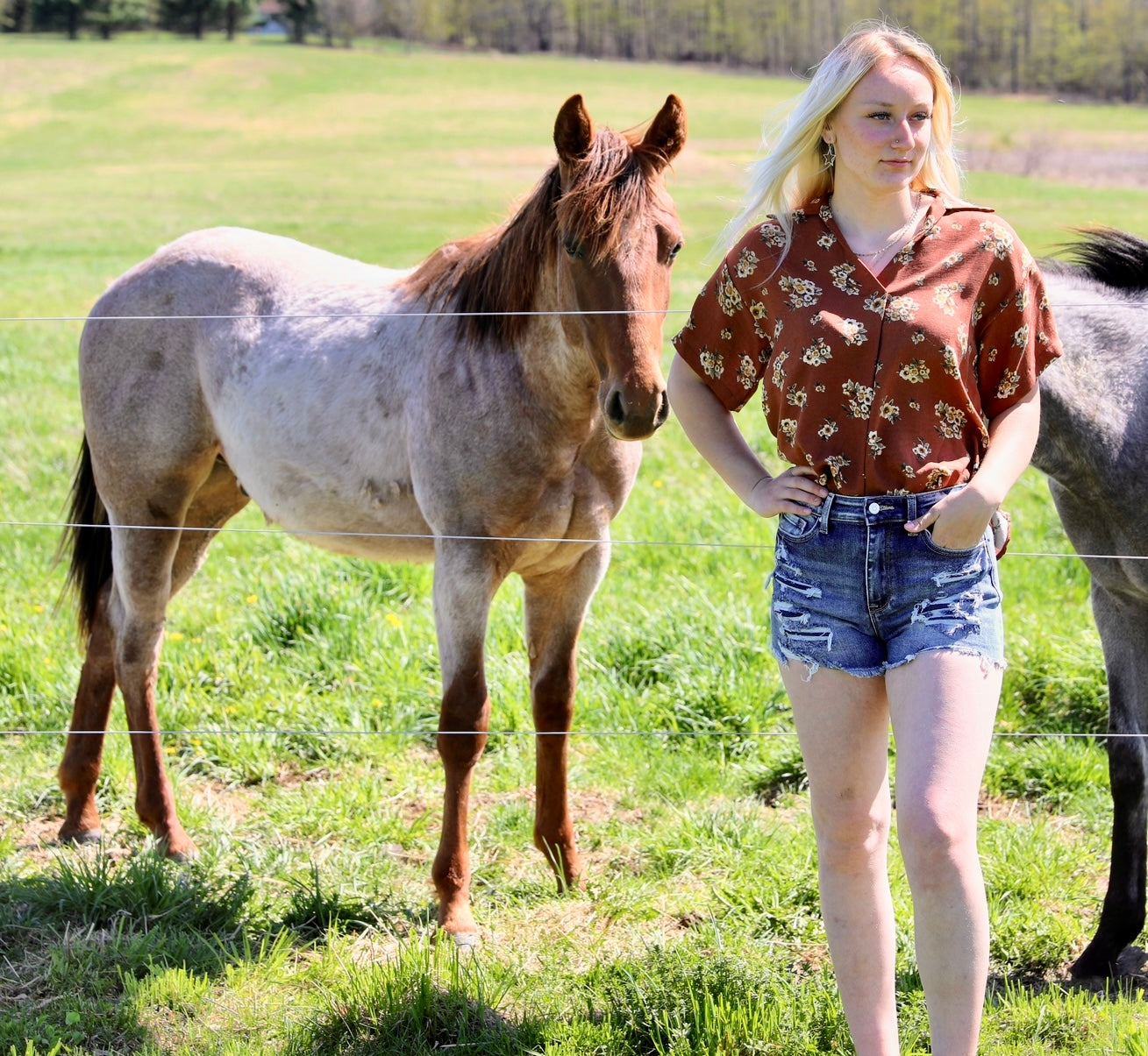 Rust Floral Blouse
