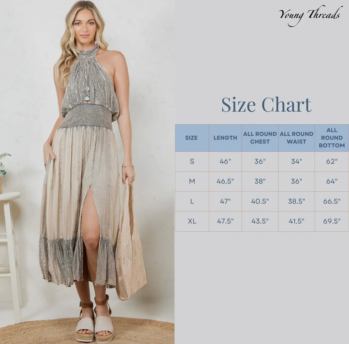 Mid-Length Halter Neck Patchwork Dress