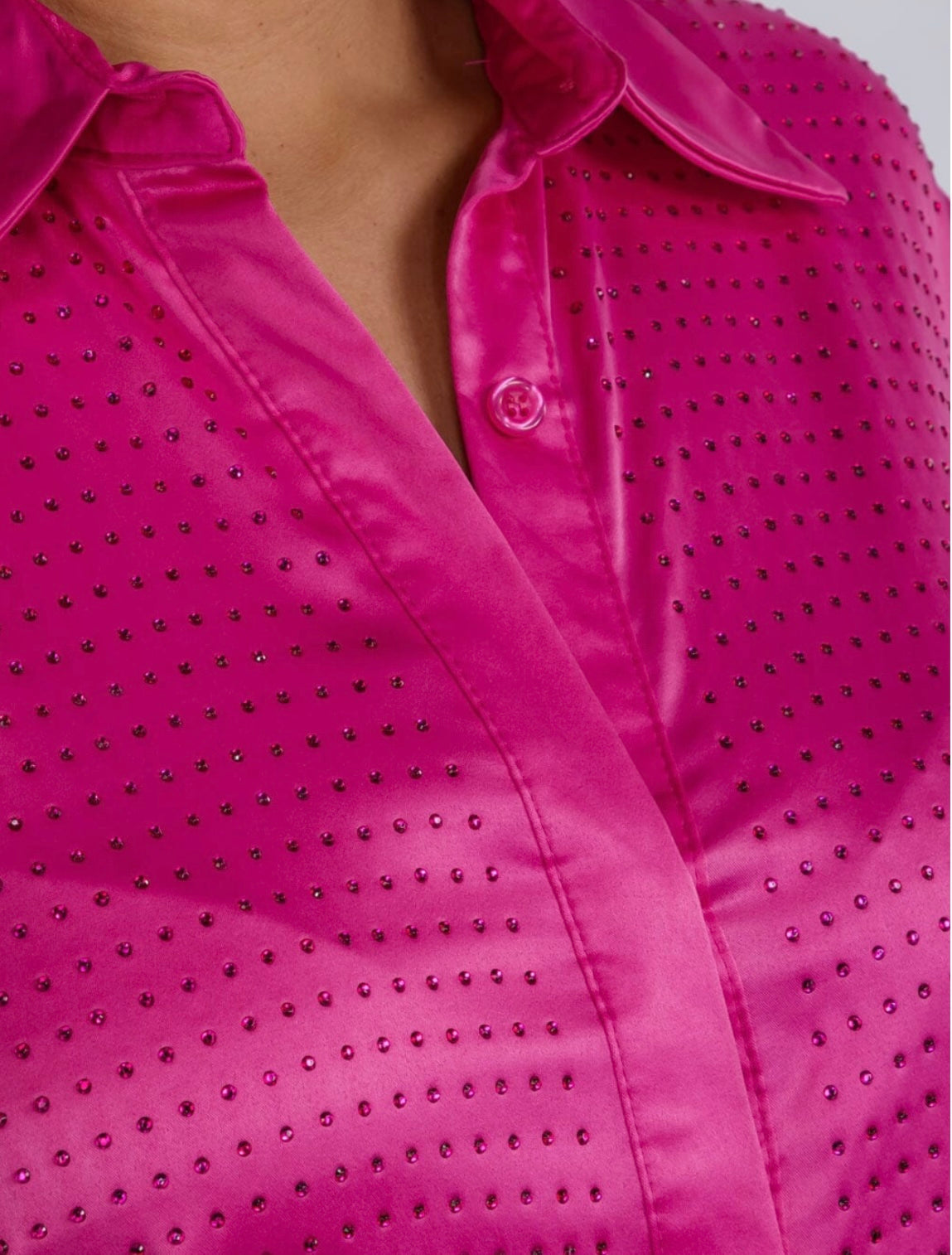 LONG SLEEVE BUTTON UP STUDS DETAILES BLOUSE in pink