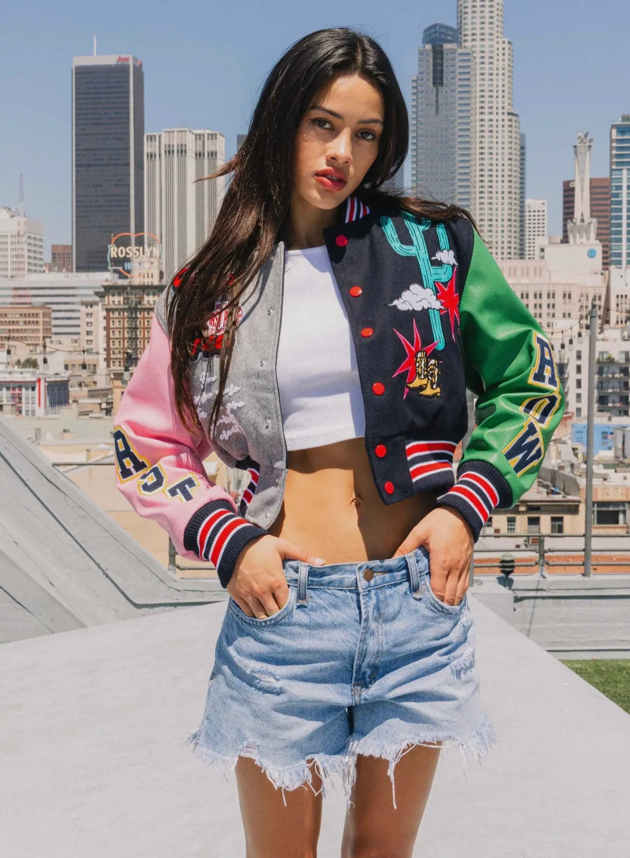 Wild and Free Cropped Varsity Jacket
