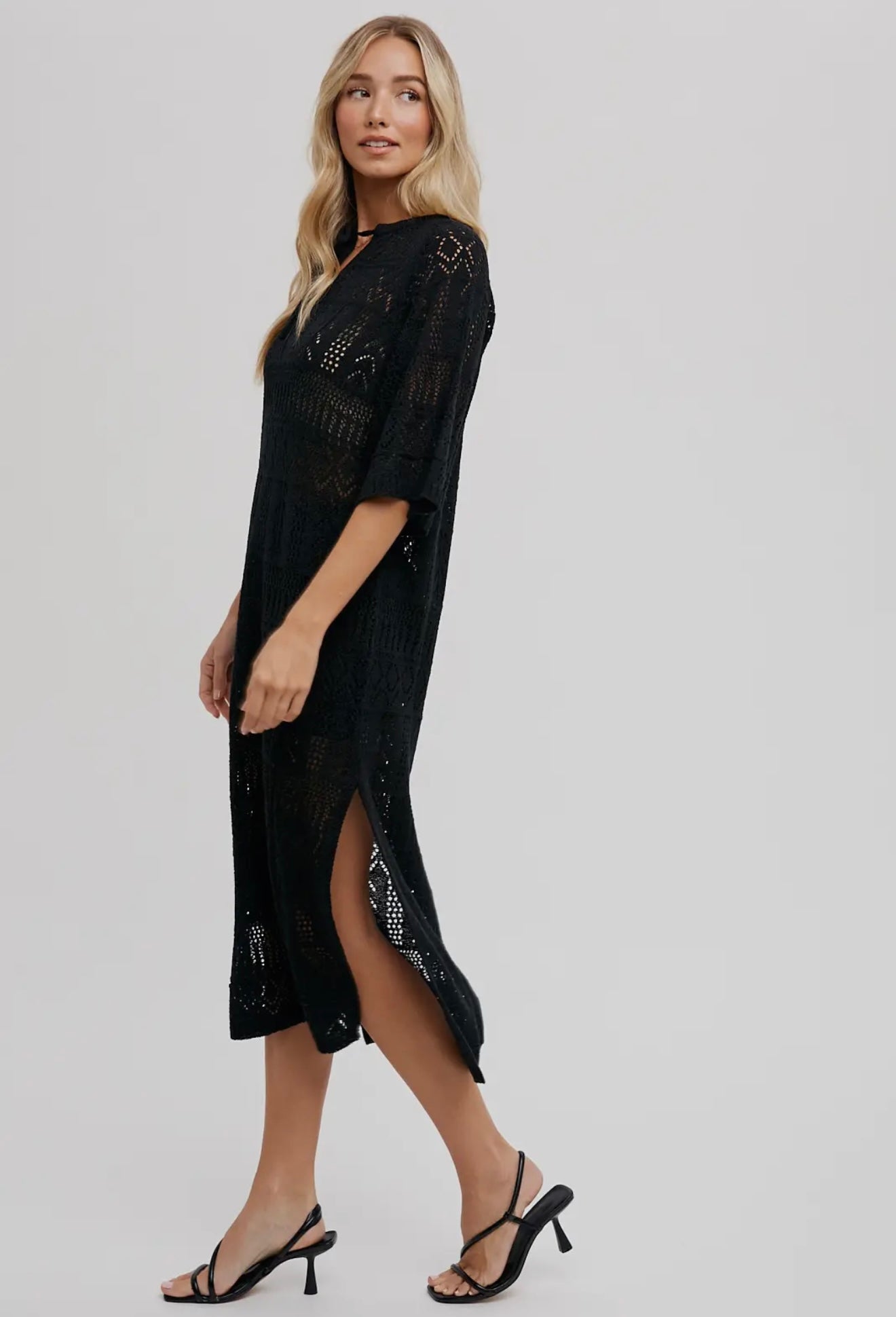 Open-Knit Swim Cover Up Dress