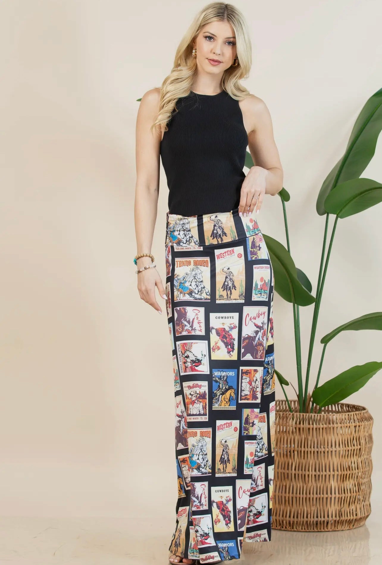 Stamps Vintage Western
Print Knit Full Skirt