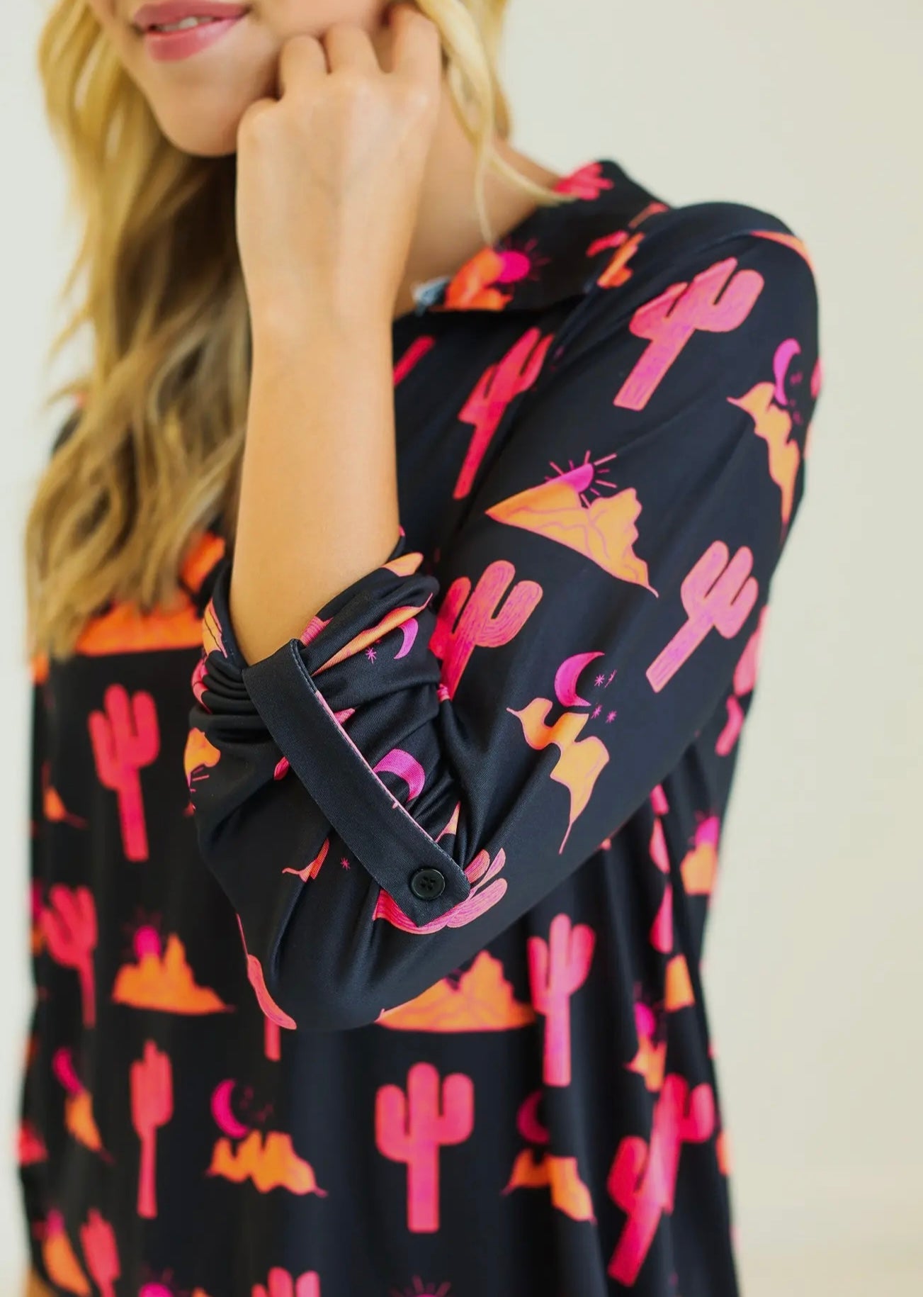 Gemma V-Neck Top, Desert Sunset