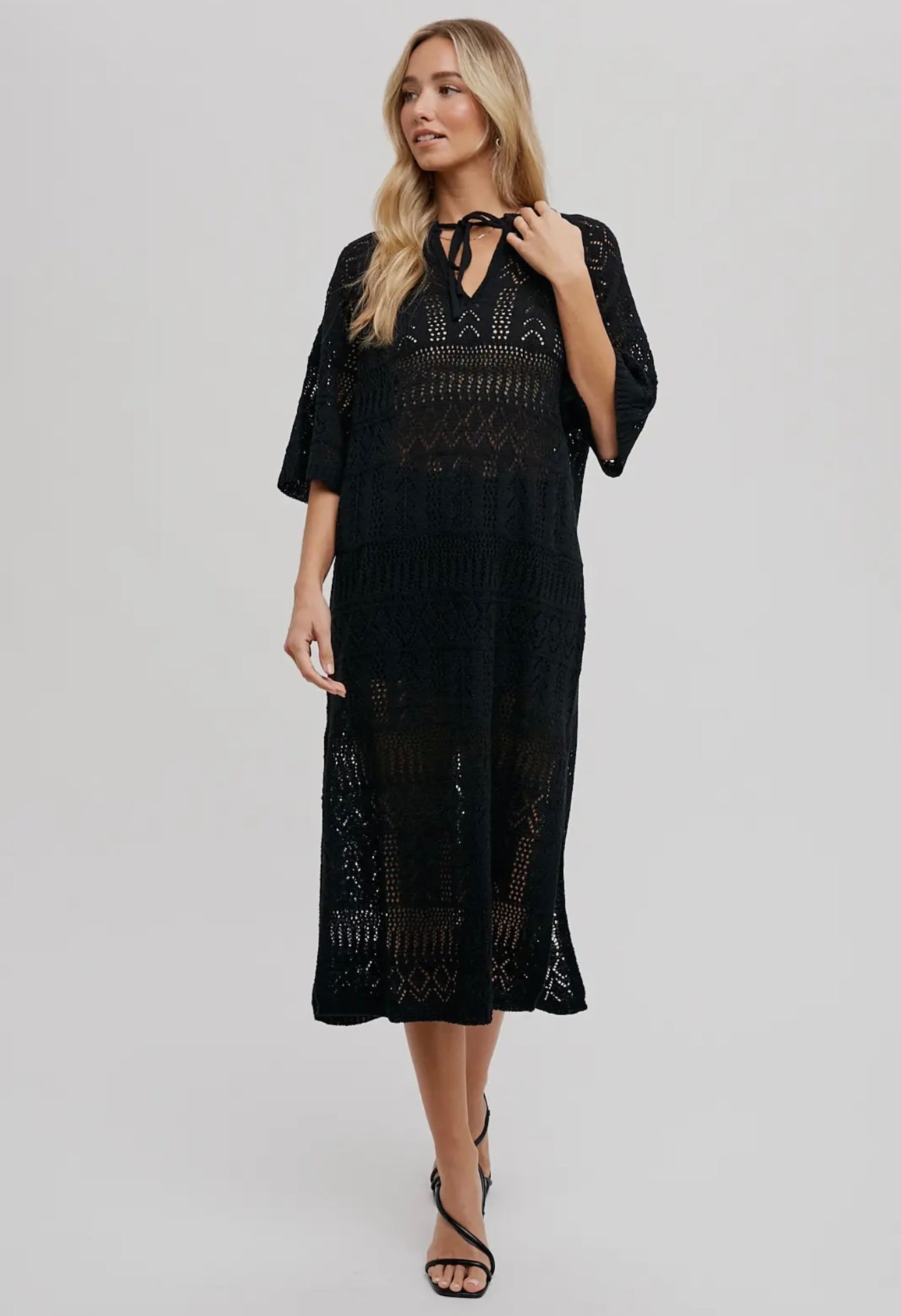 Open-Knit Swim Cover Up Dress