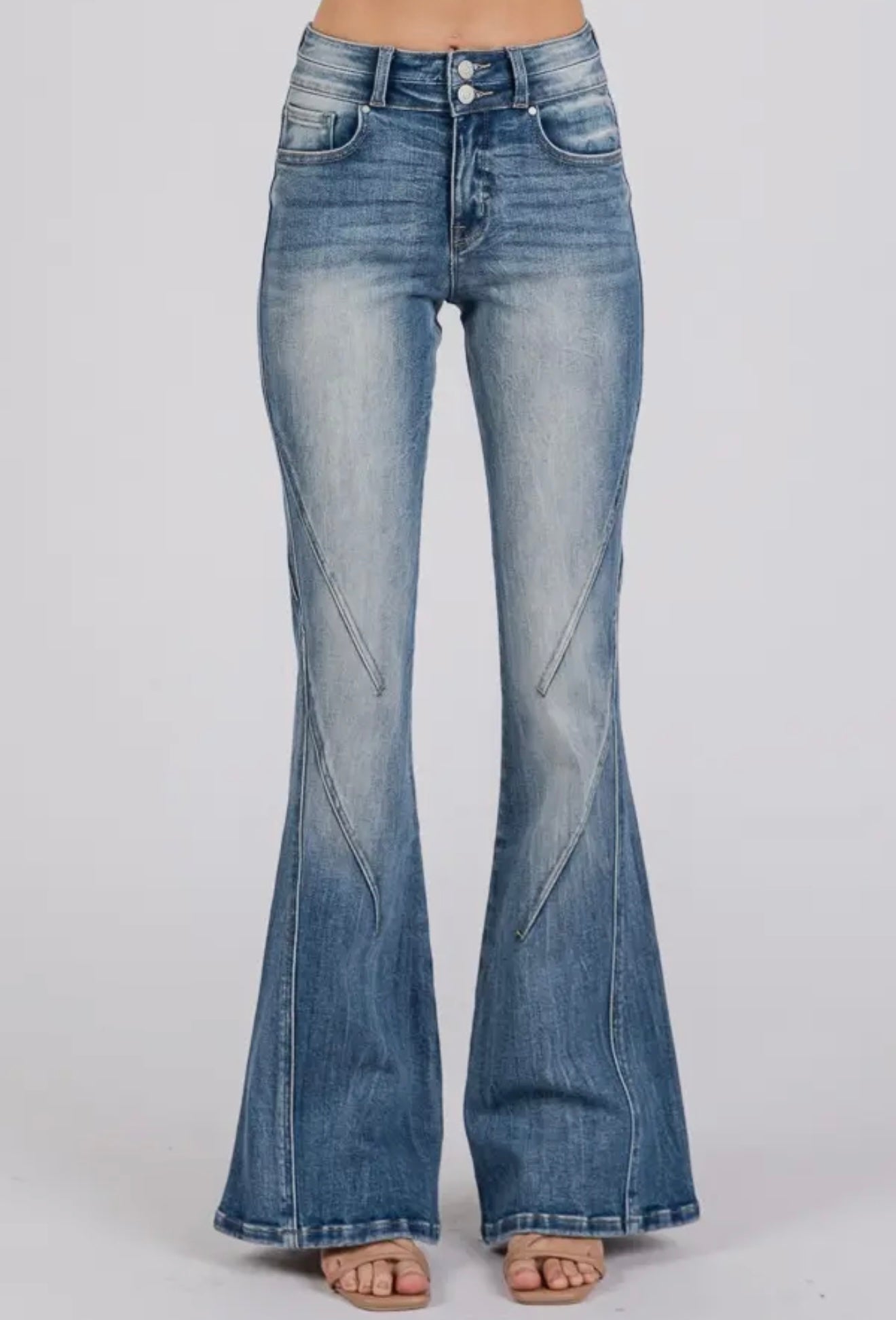 Petra153 High Rise Stretch Flare with Side Seam Detail Jean