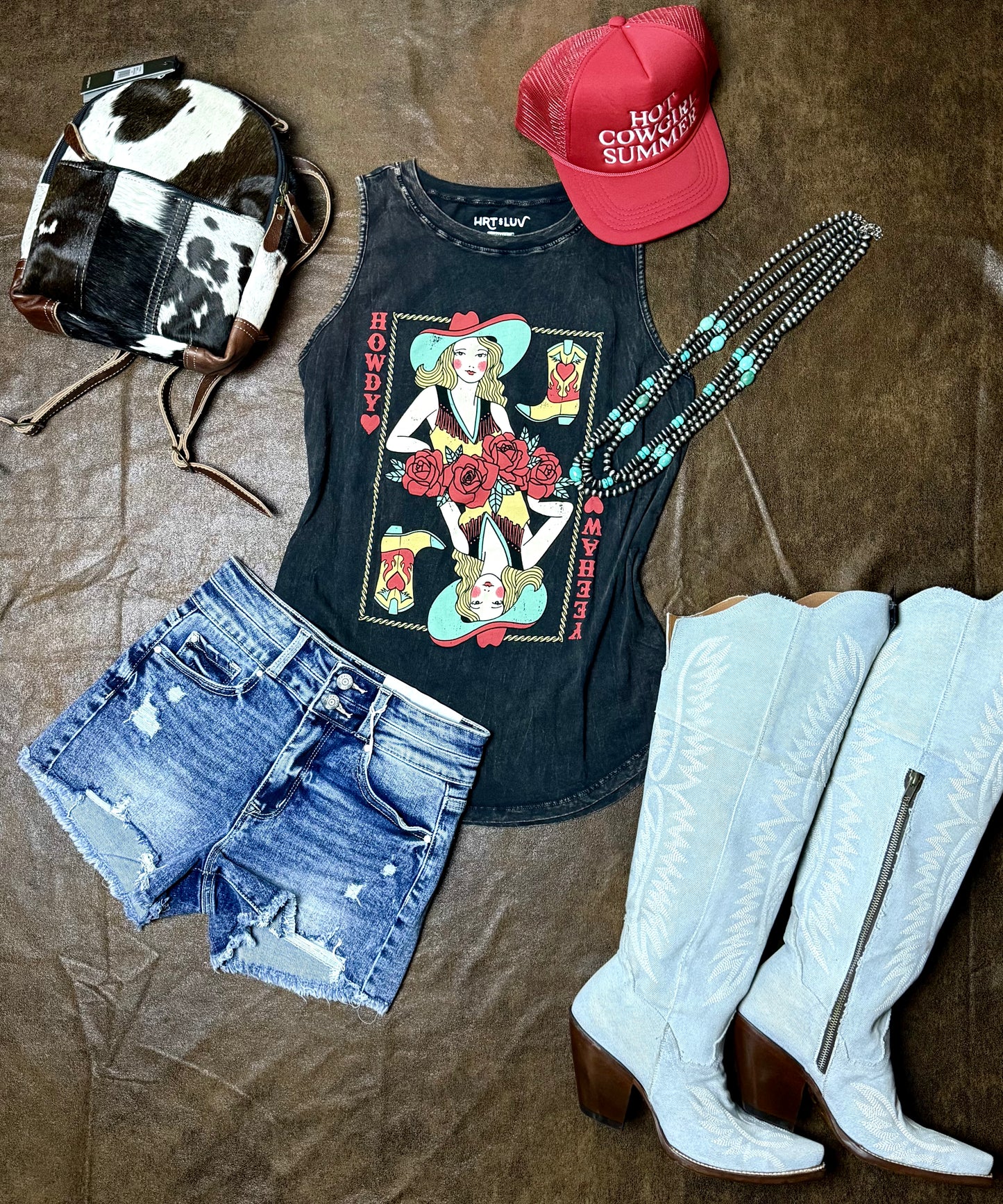 Howdy Yeehaw Cowgirl Rose Guitar
Graphic Tank Top