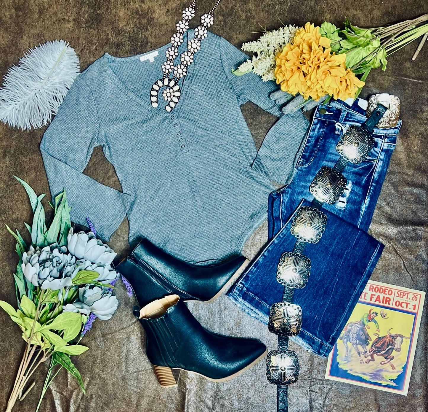 Waffle Knit Long
Sleeve Bodysuit In Charcoal