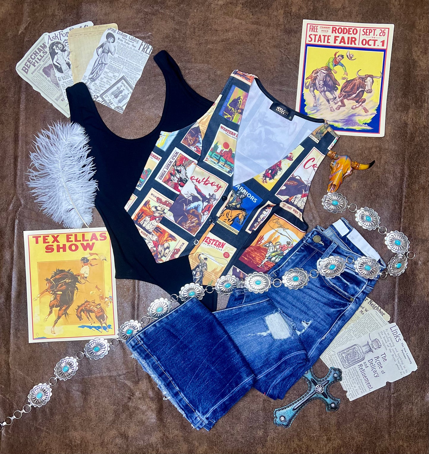 Western Cowboy Stamps Print
Vest Top
