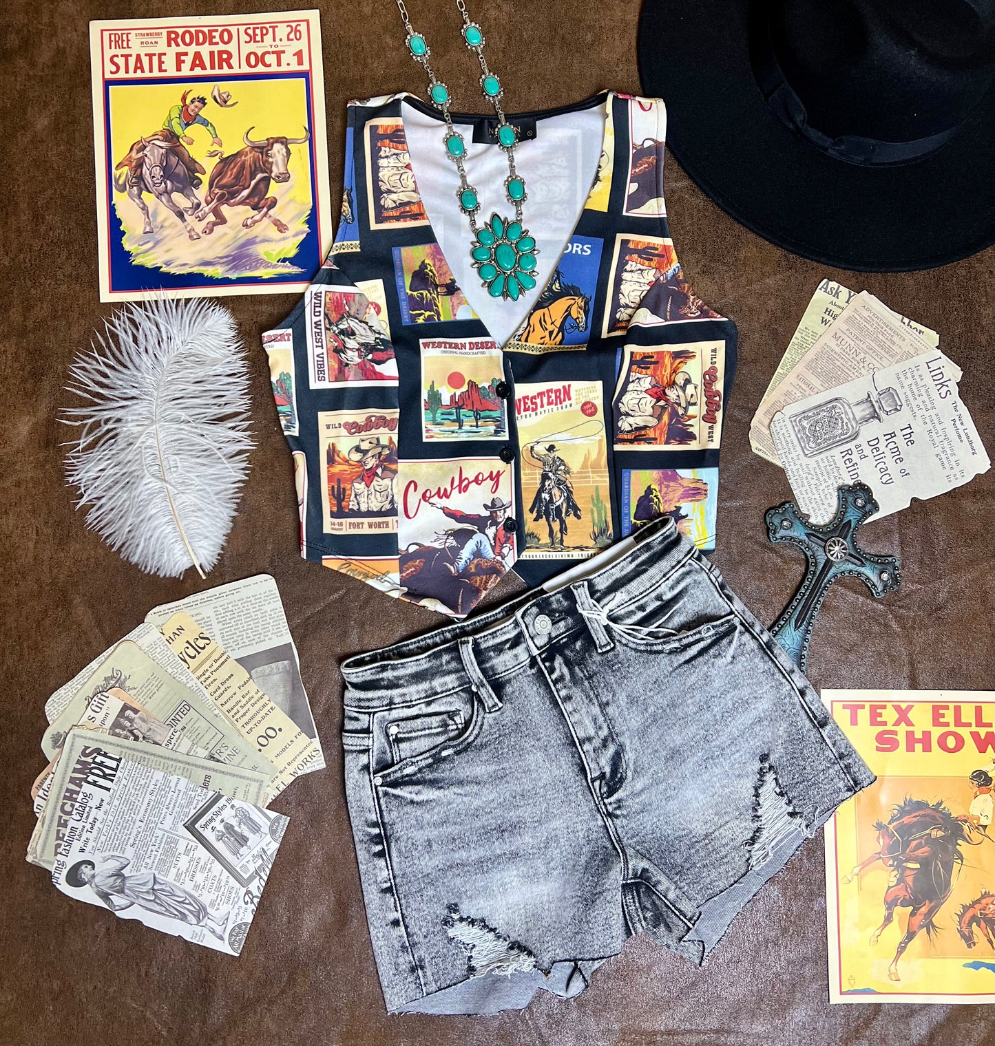 Western Cowboy Stamps Print
Vest Top