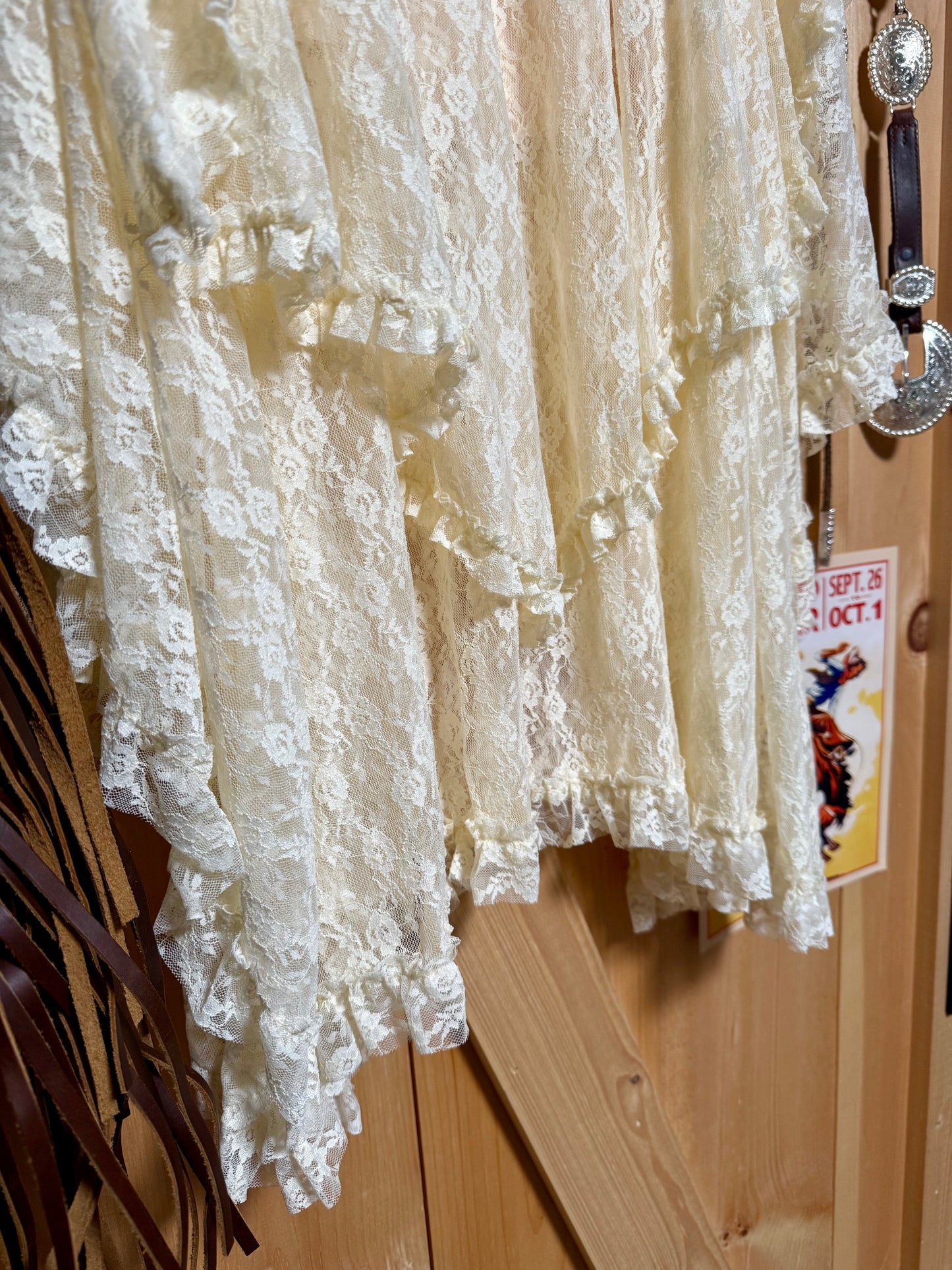 Ecru Lace Tier Midi Skirt