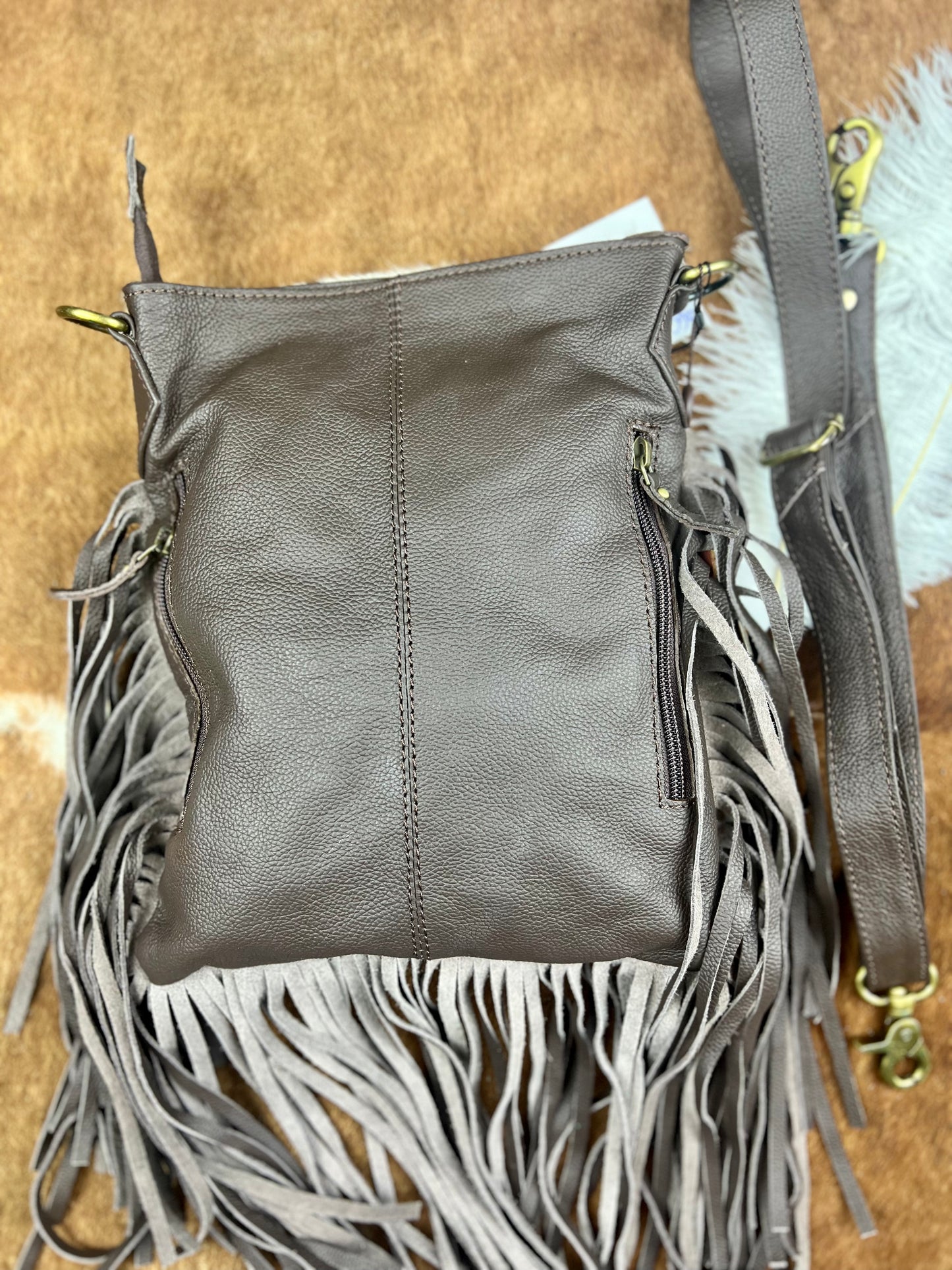 Cowhide Fringe Crossbody Purse PREORDER