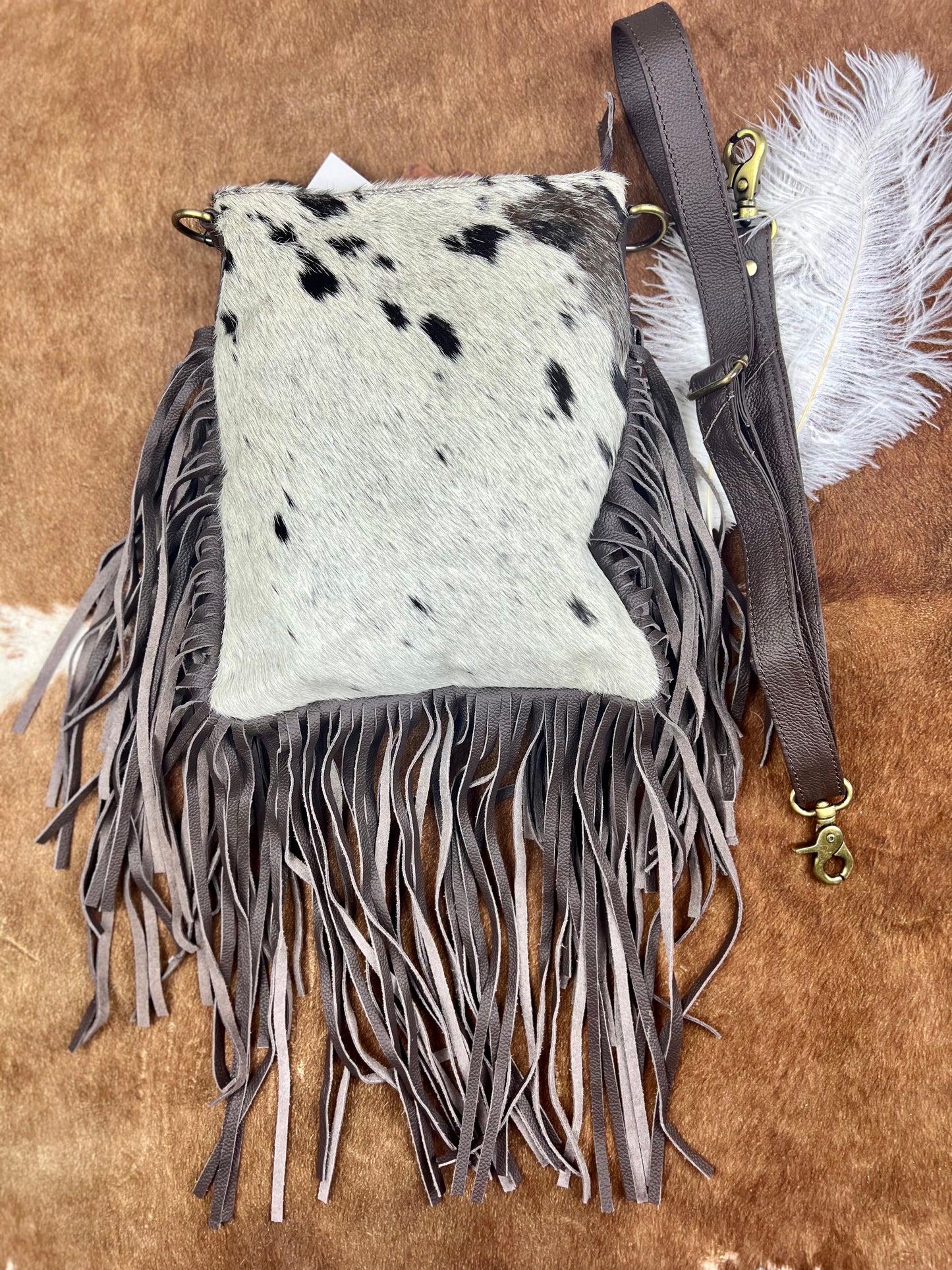Cowhide Fringe Crossbody Purse PREORDER