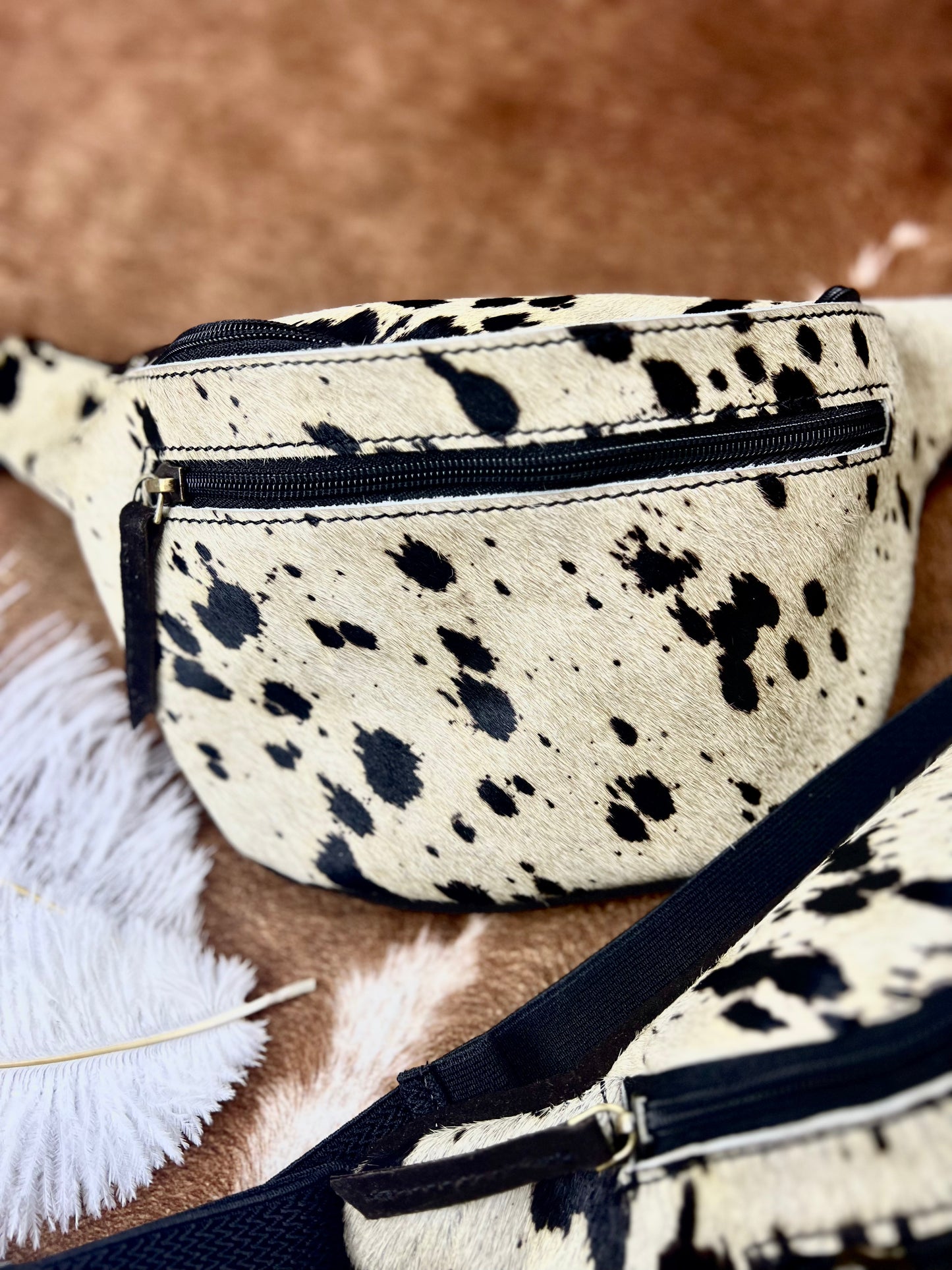 Hip Pack (Fanny Pack) Bag with Hair on Cowhide design