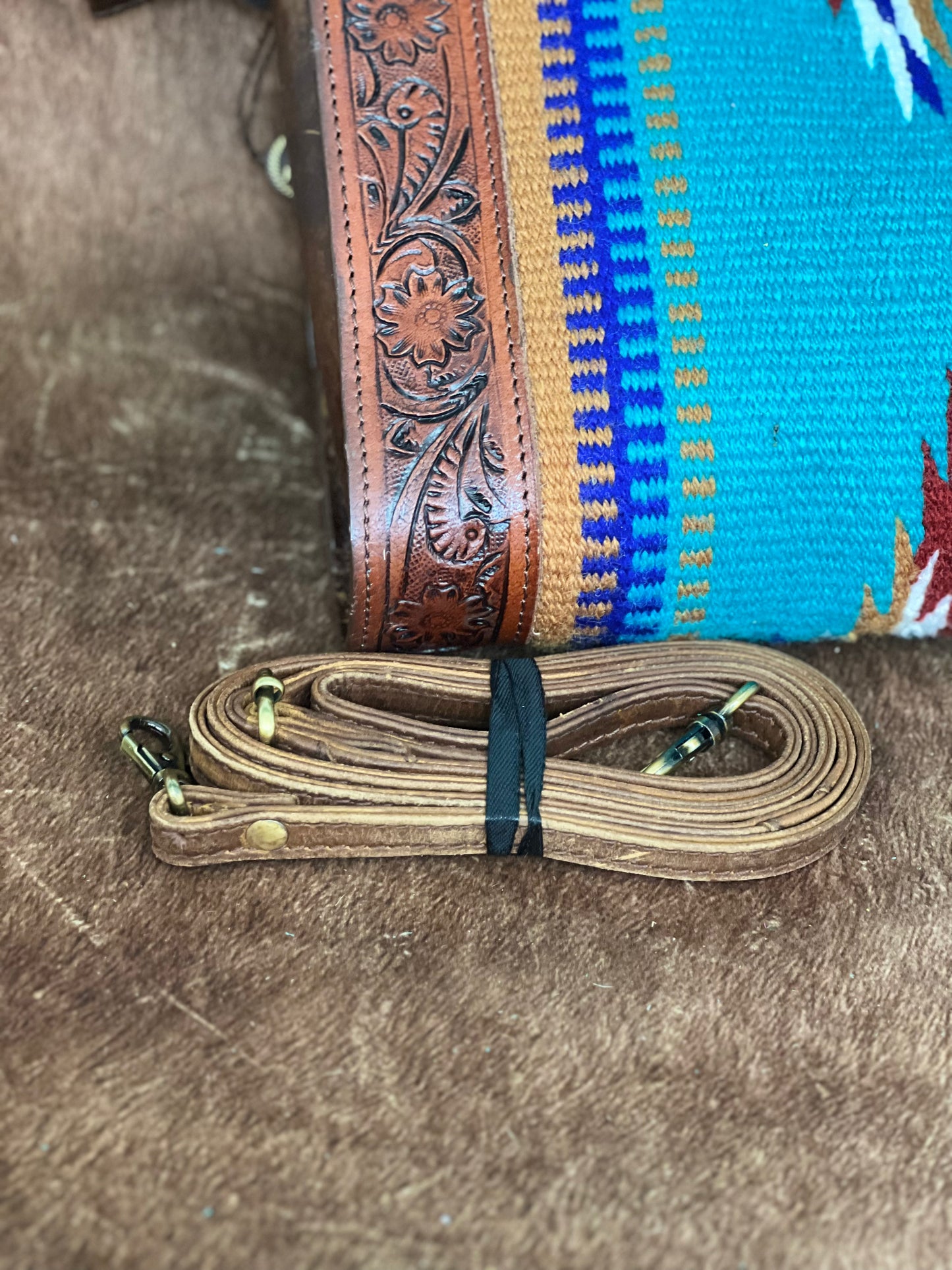 Klassy Cowgirl Tooled Leather and Wool Saddle Blanket Purse PREORDER