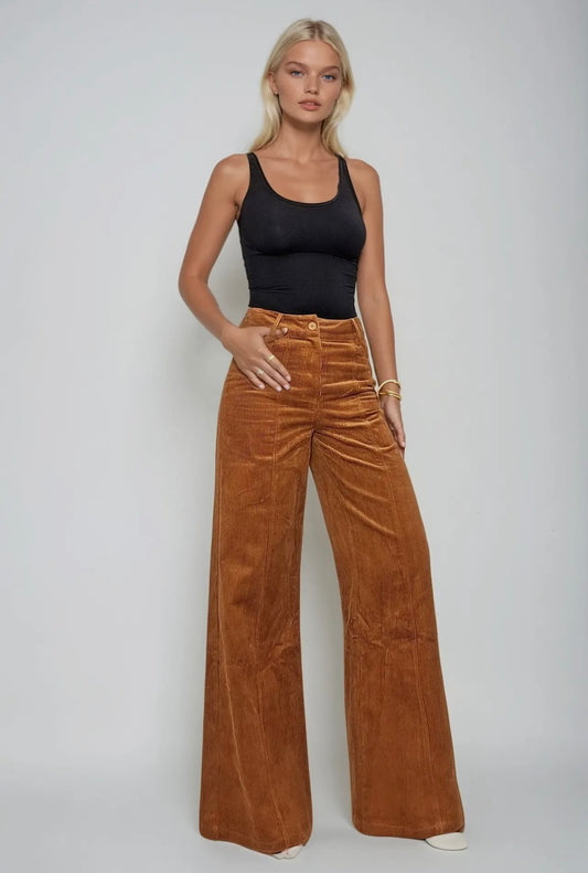 Tan Corduroy Wide Leg Pants