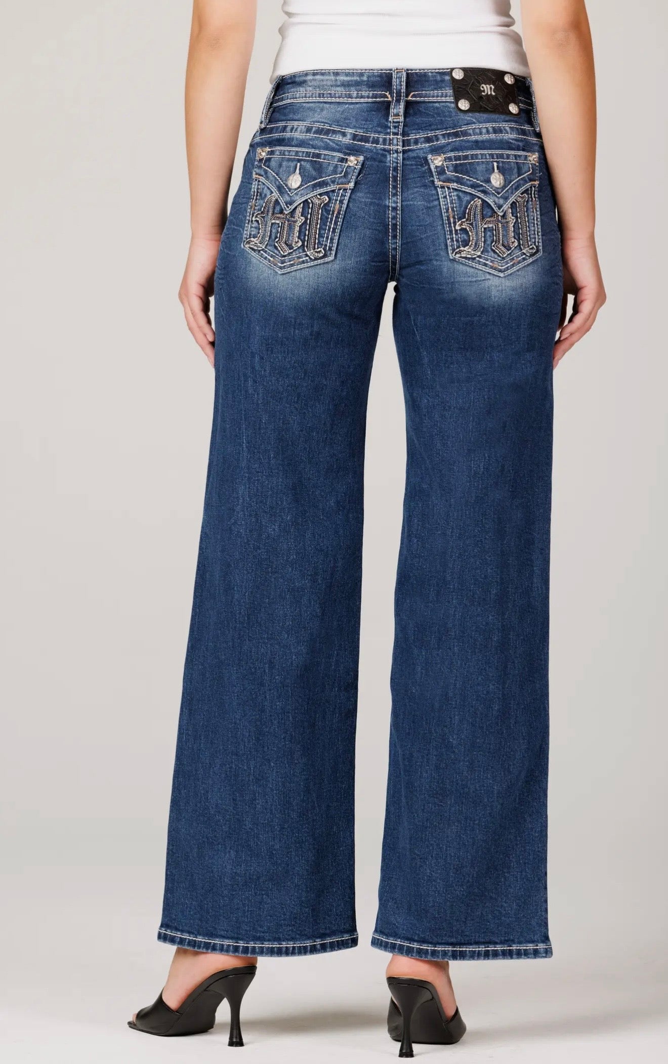 Miss Me 32 Inseam Mid Rise Wide Leg Jeans