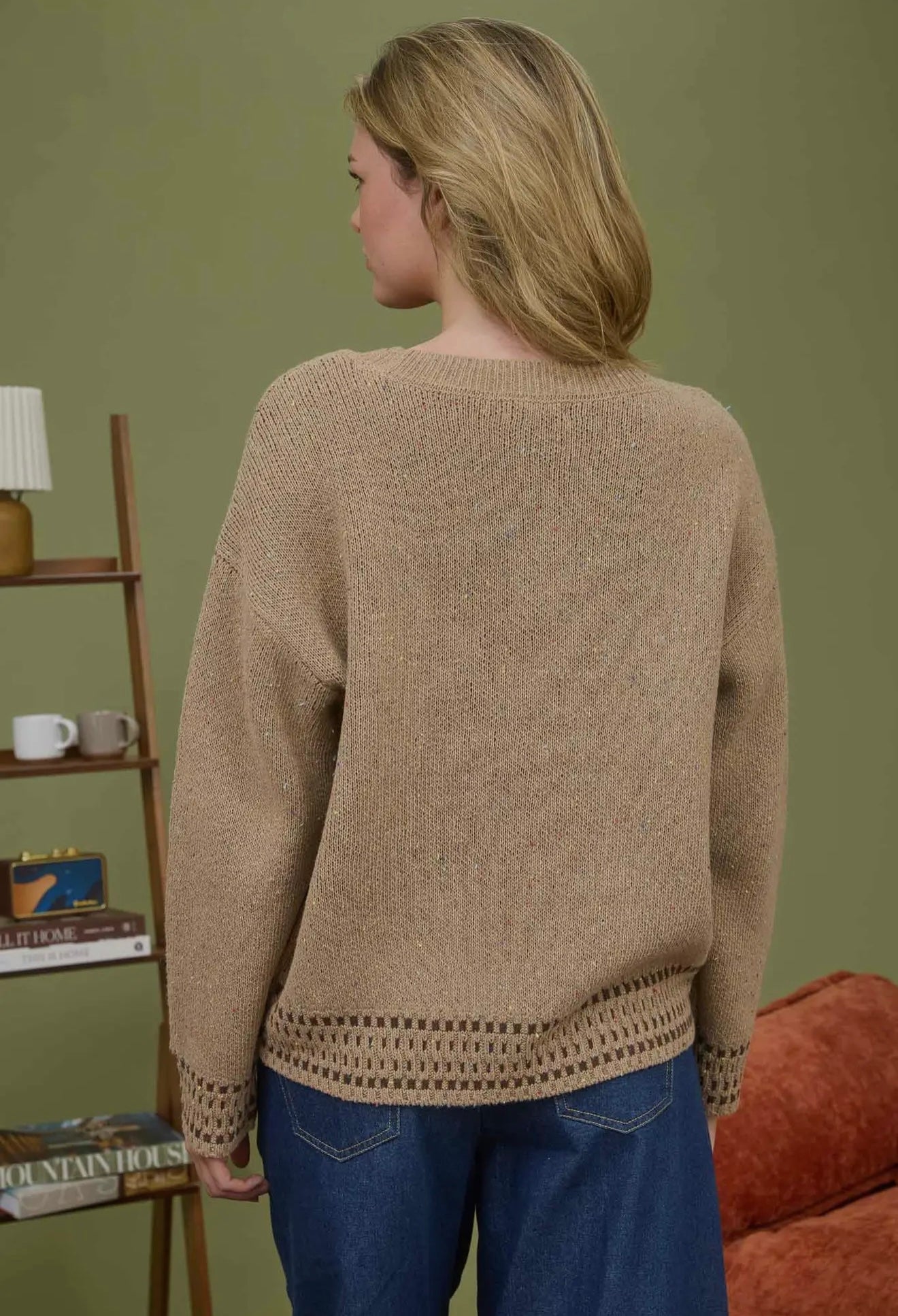 Horse Jacquard Long Sleeve Knit Sweater