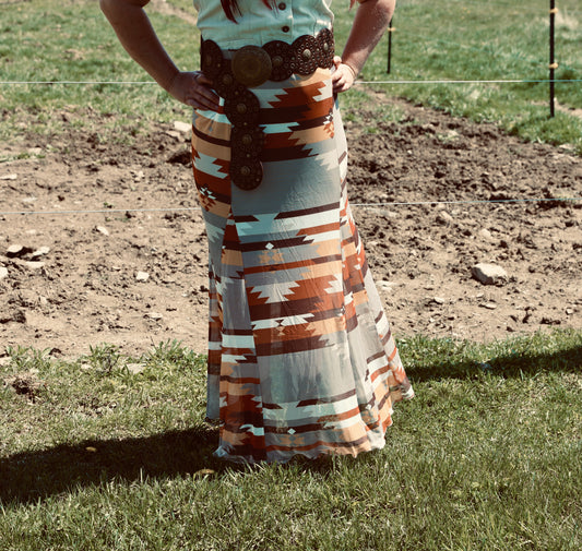 BLAIR Aztec Print Lined Mesh
A-Line Full Skirt