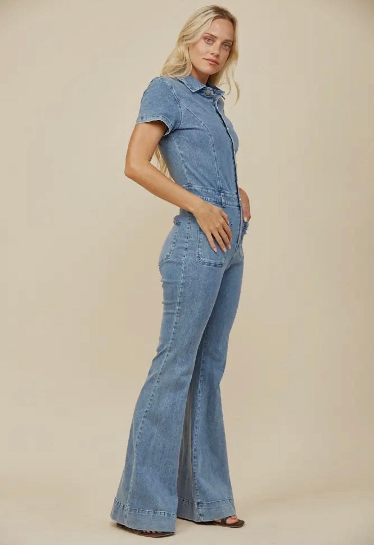 Bellbottom Denim Jumpsuit