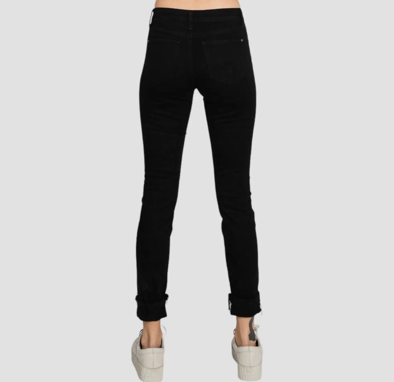 Petra153 Mid Rise Black Ankle Skinny