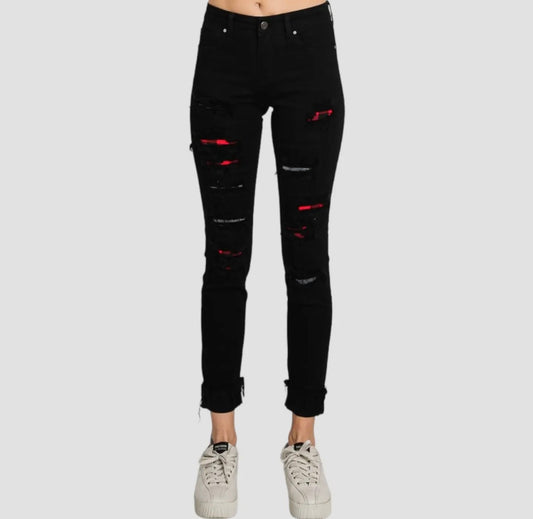 Petra153 Mid Rise Black Ankle Skinny