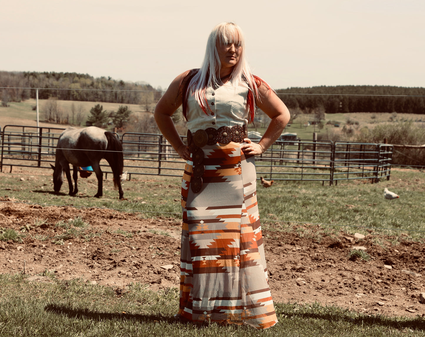 BLAIR Aztec Print Lined Mesh
A-Line Full Skirt