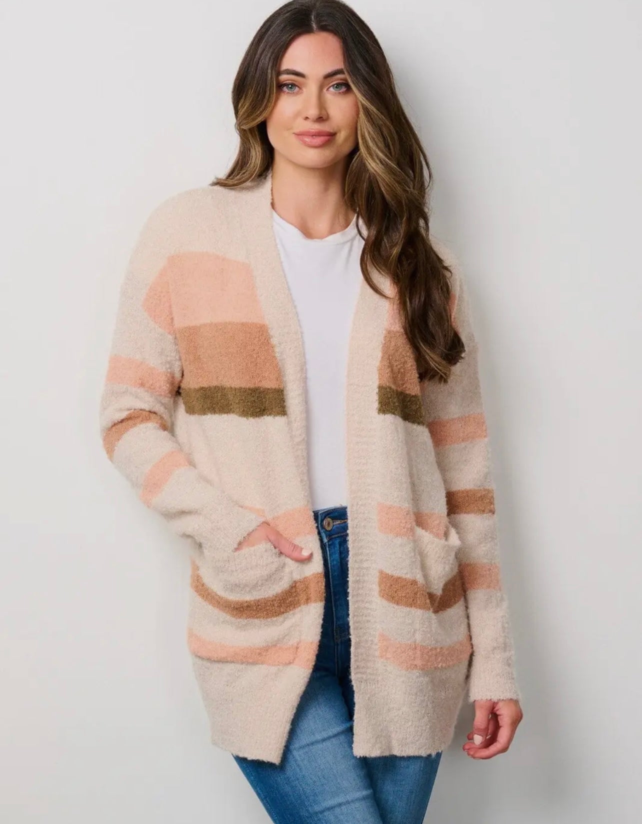 Long Sleeve Color Block Open
Front Cardigan