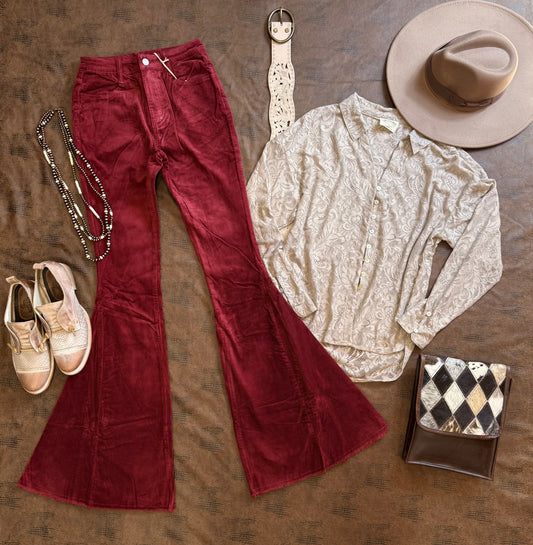 Burgundy Corduroy Bells