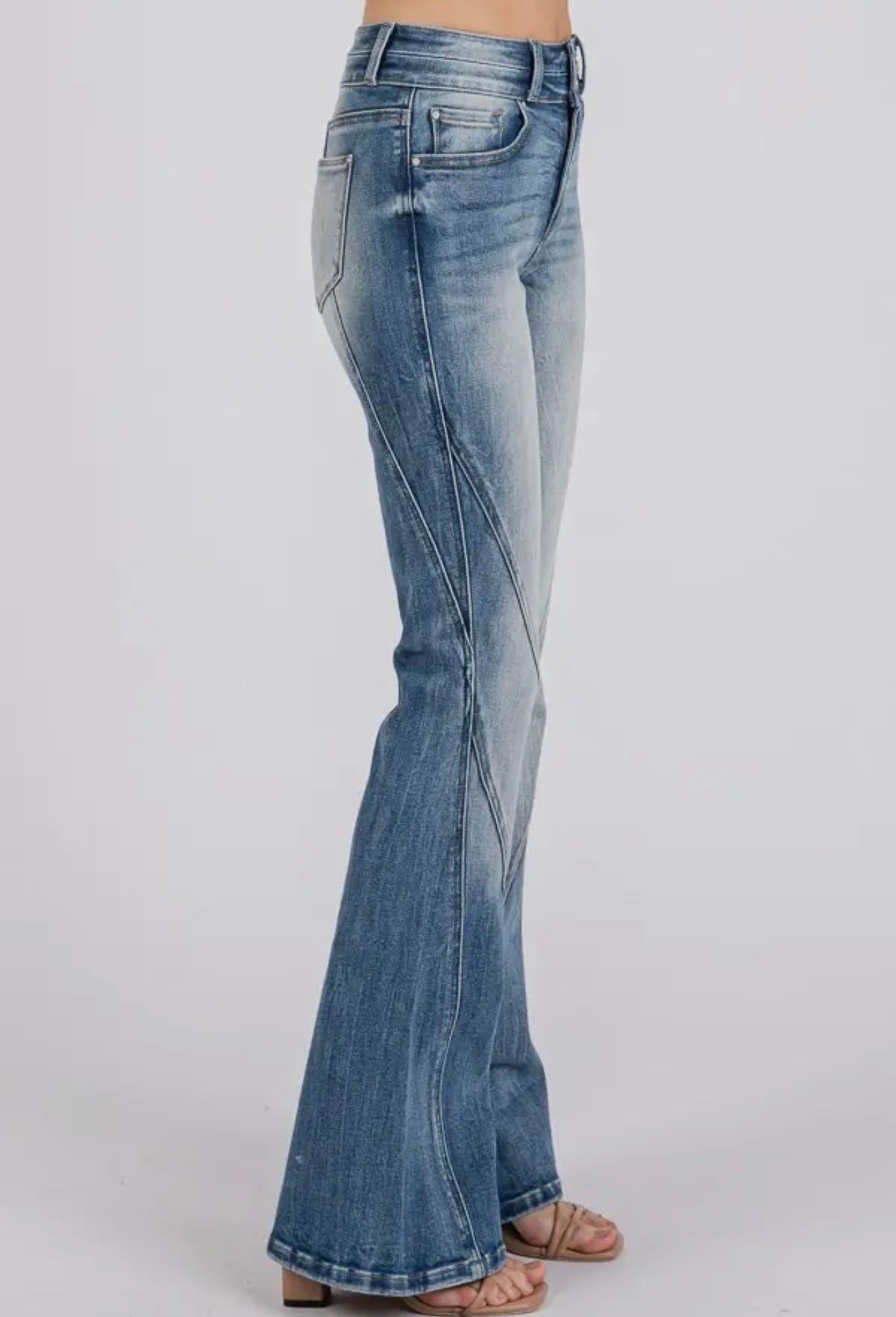 Petra153 High Rise Stretch Flare with Side Seam Detail Jean