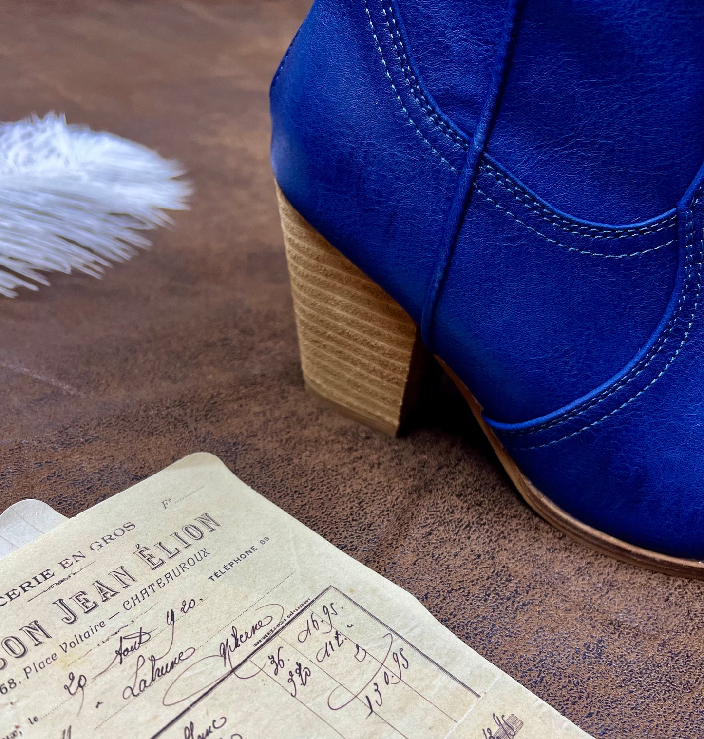 Blue Metallic Silver Toe Tip Mid-Calf
Western Boots