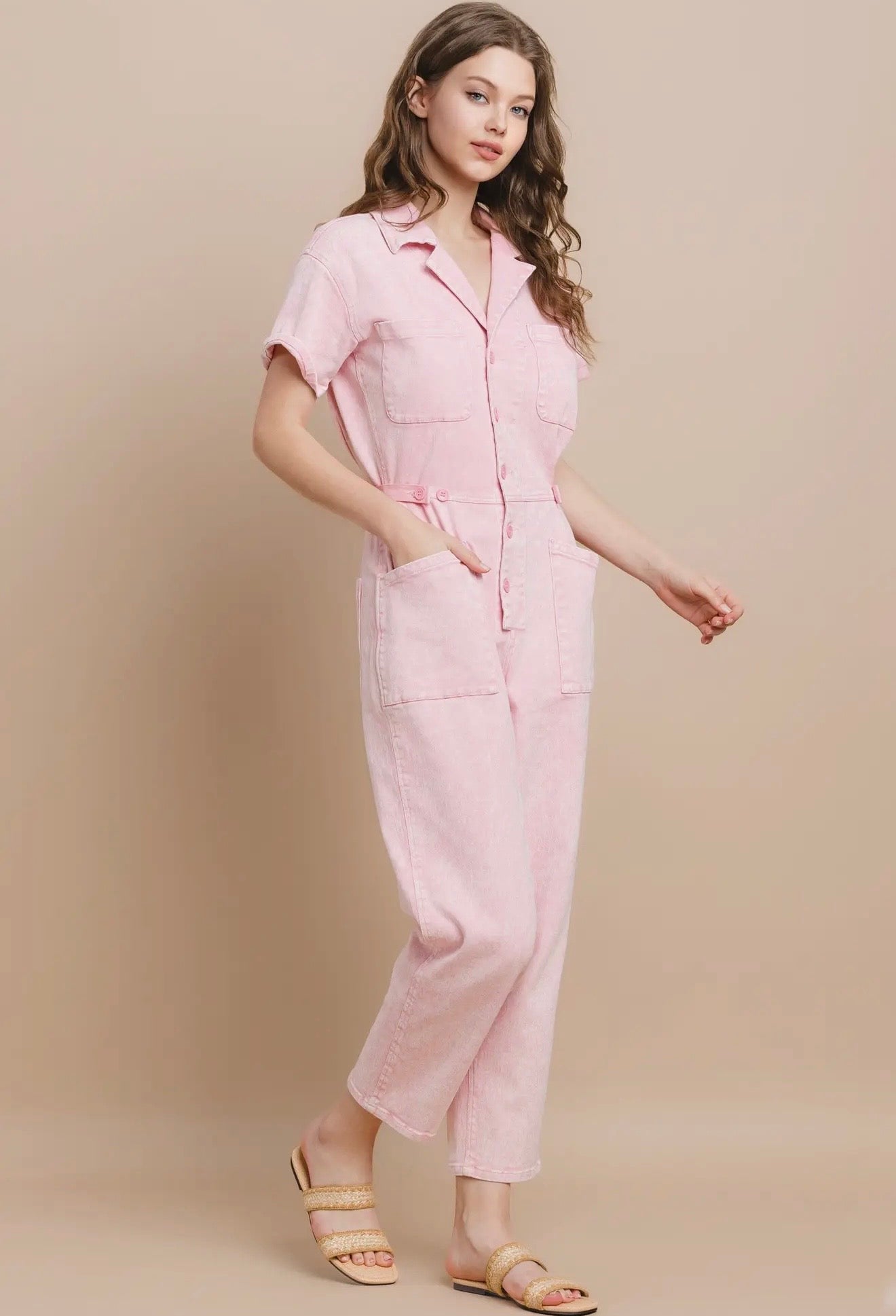 Rose Acid Washed Denim Utility
Jumpsuit