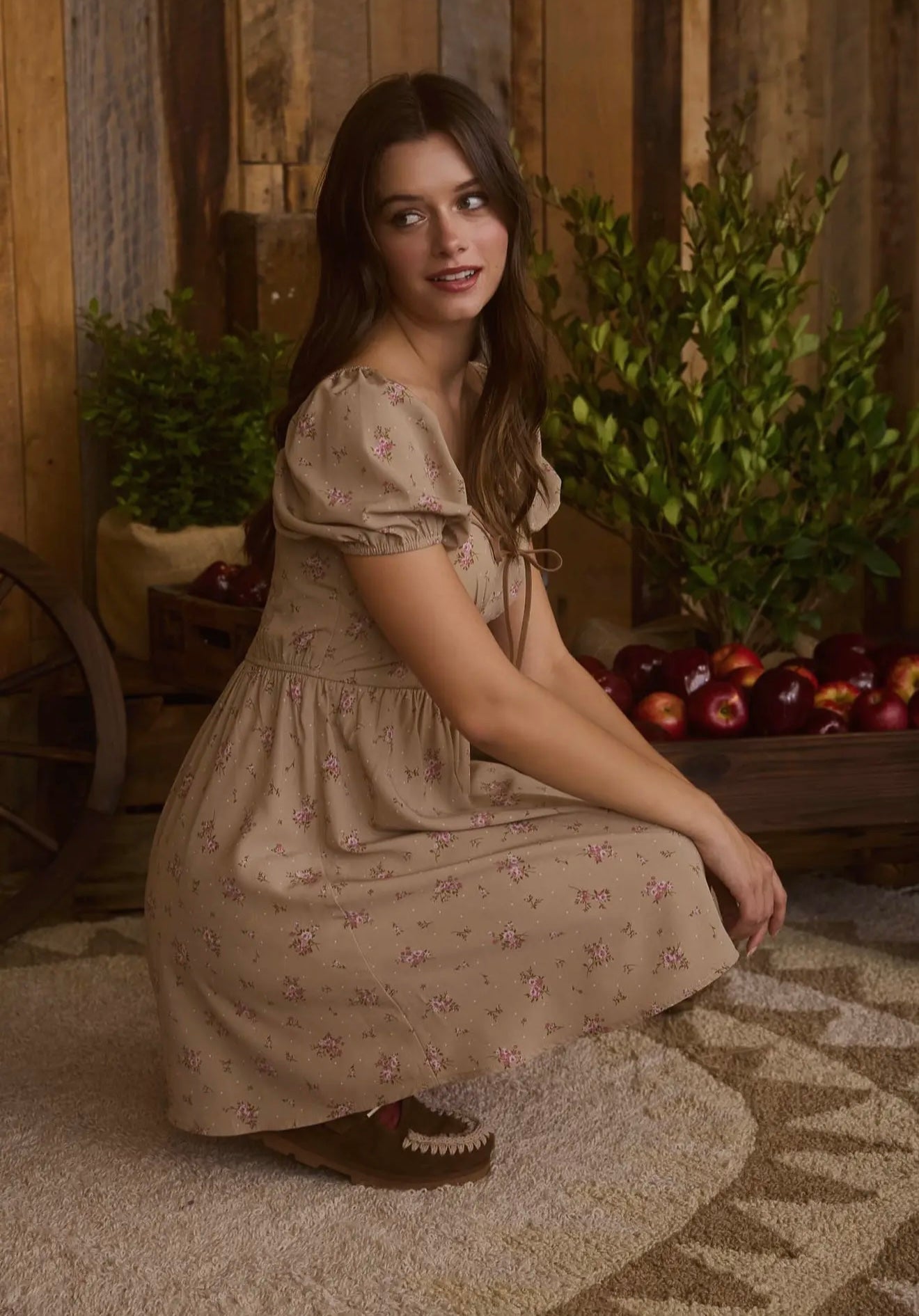 Floral Sweetheart Front Tie Dress