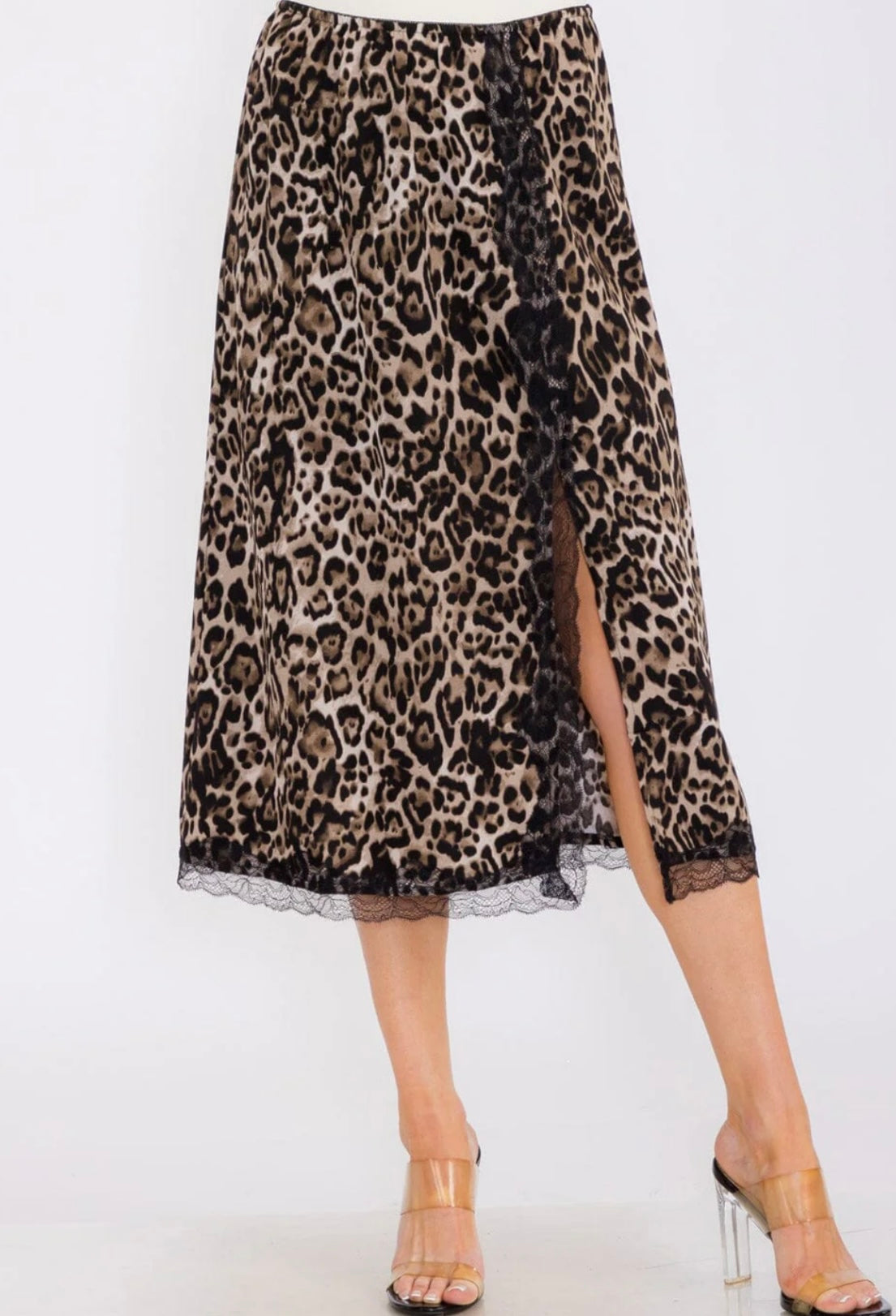 Front Slit Cheetah Skirt