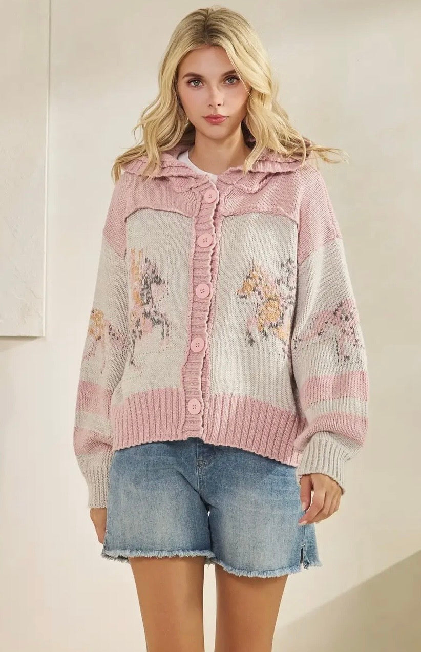 Pink Horsin’ Around Sweater