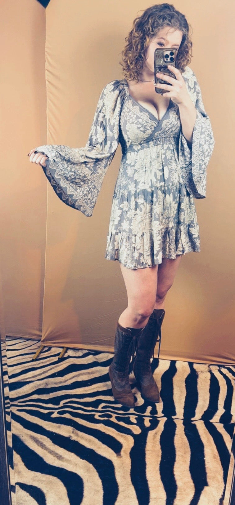 Angie Wide Sleeve V Neck
Smocked Waist Dress