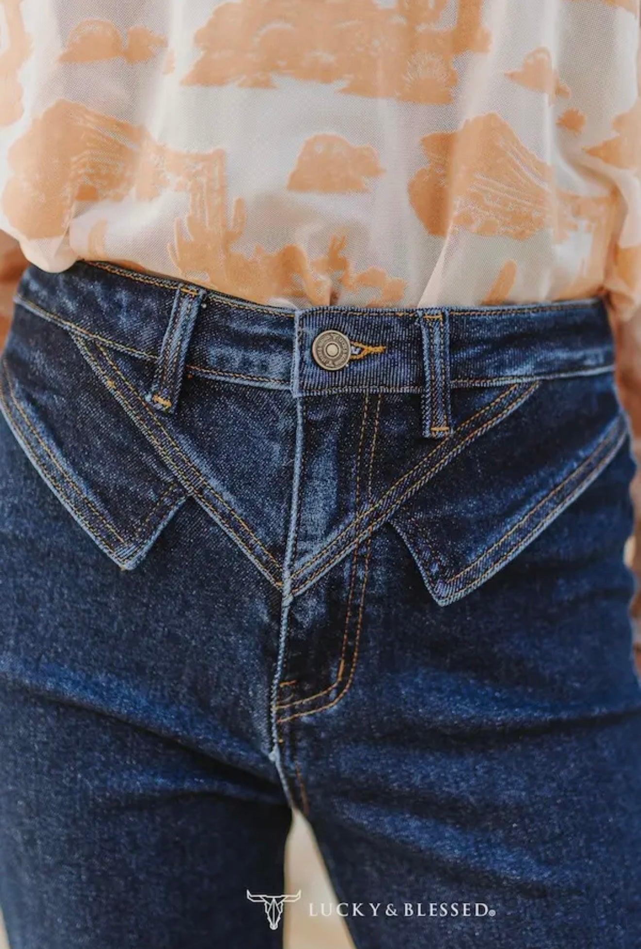 Dark Wash High Rise V-Yoke Trouser
Denim Jeans