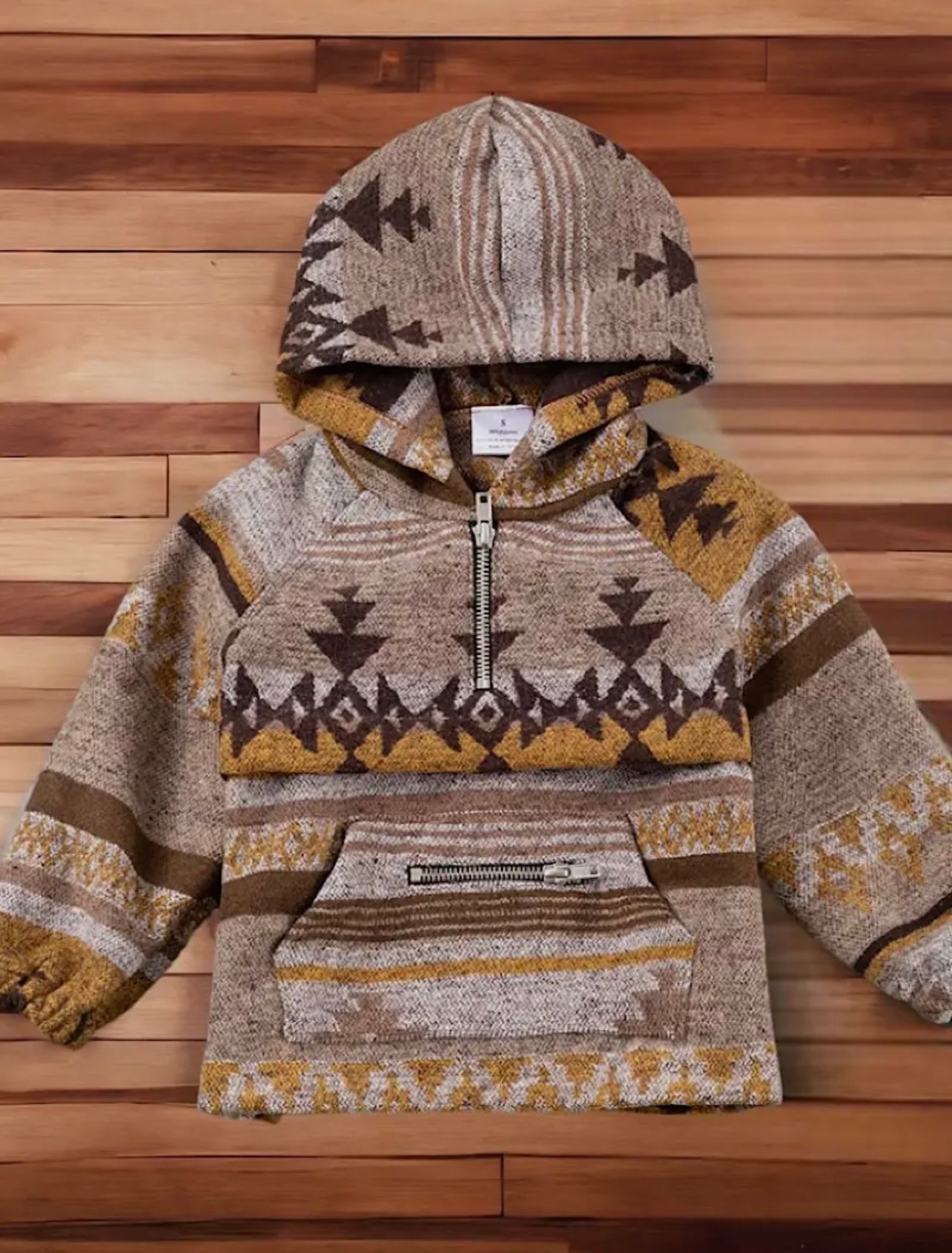 Mustard & Brown Aztec Printed Pullover Kids