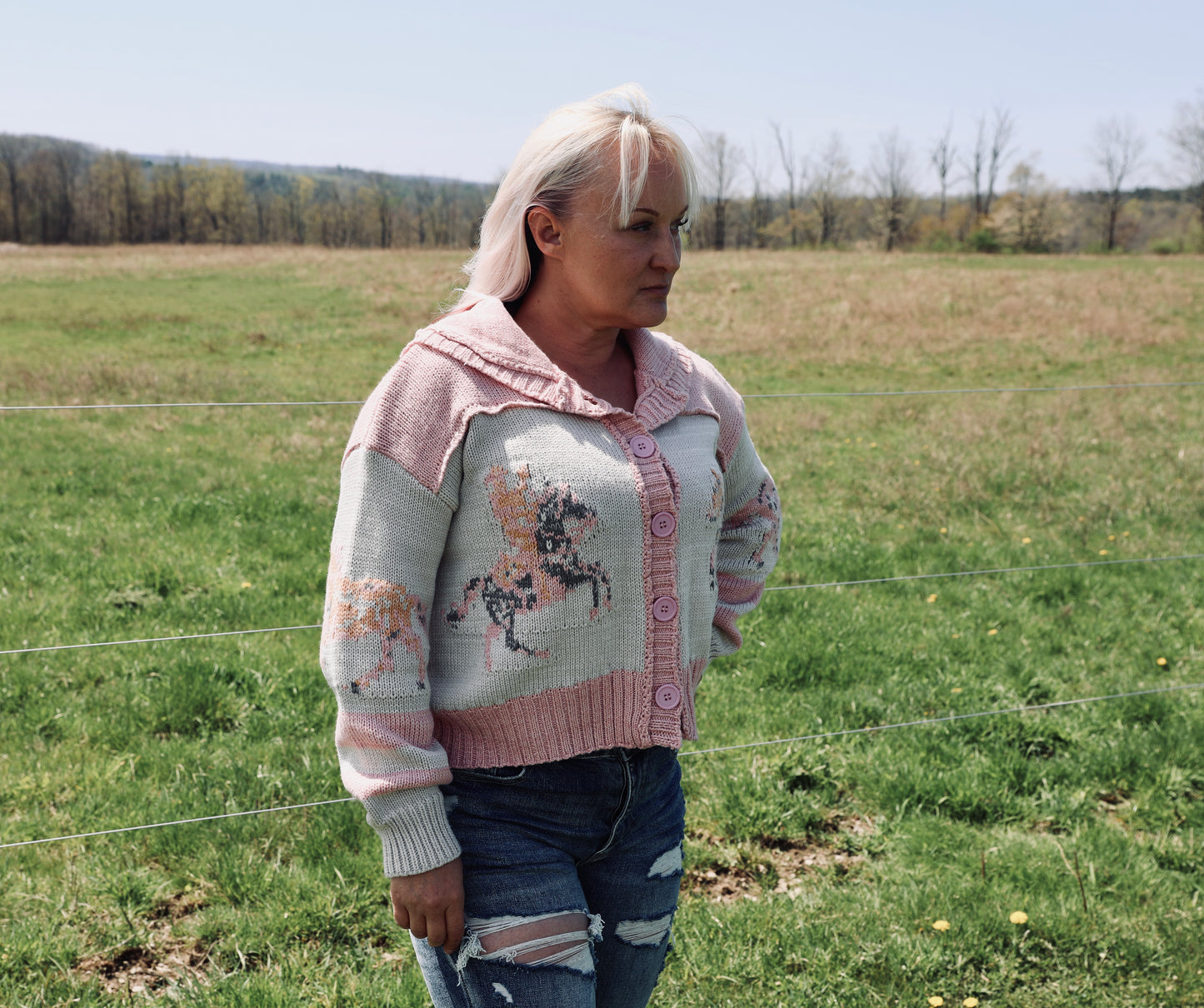 Pink Horsin’ Around Sweater