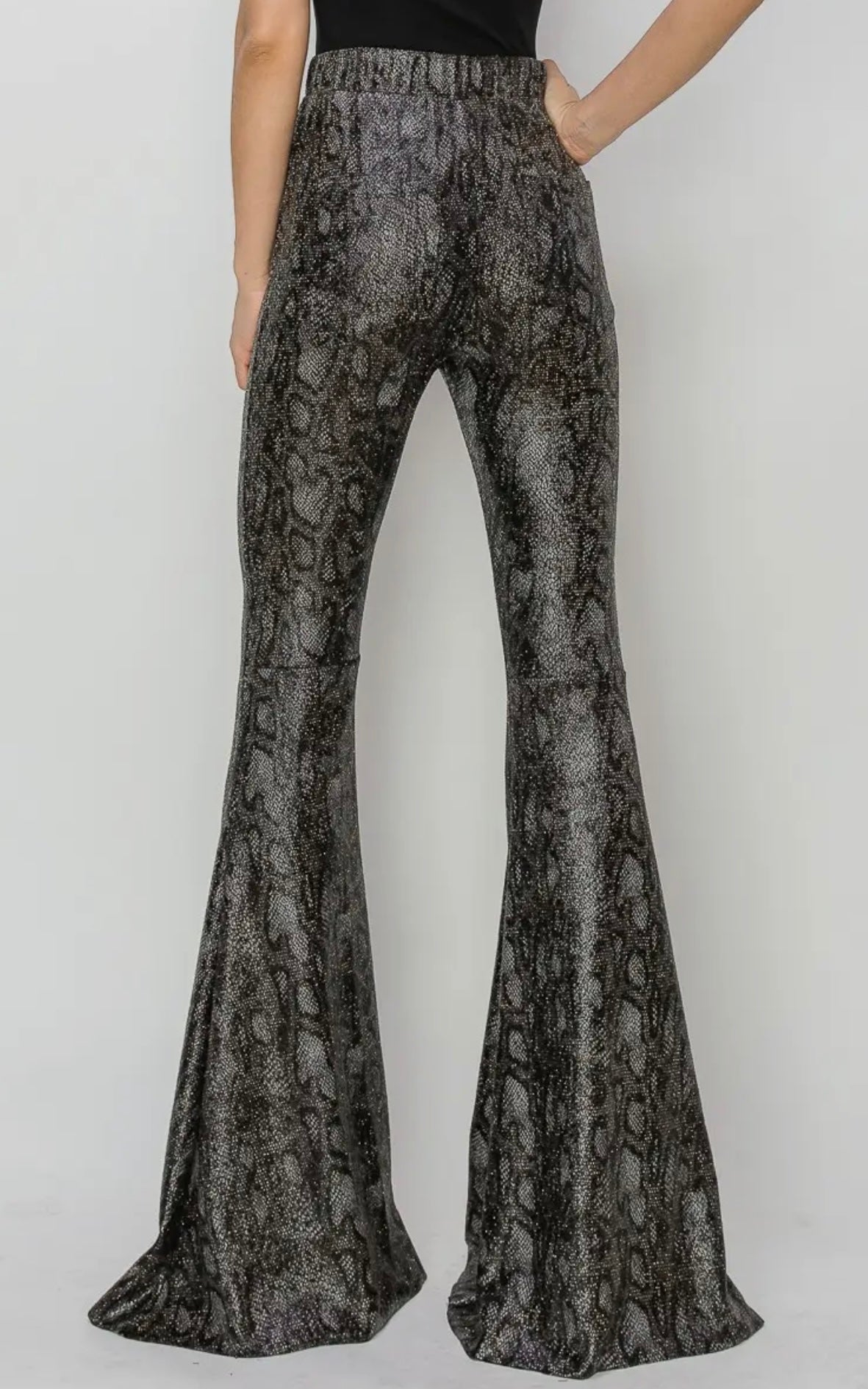 Python Gold Foil Bellbottom Knit Pants