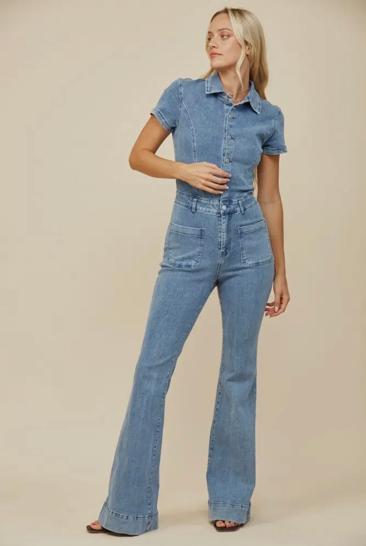 Bellbottom Denim Jumpsuit