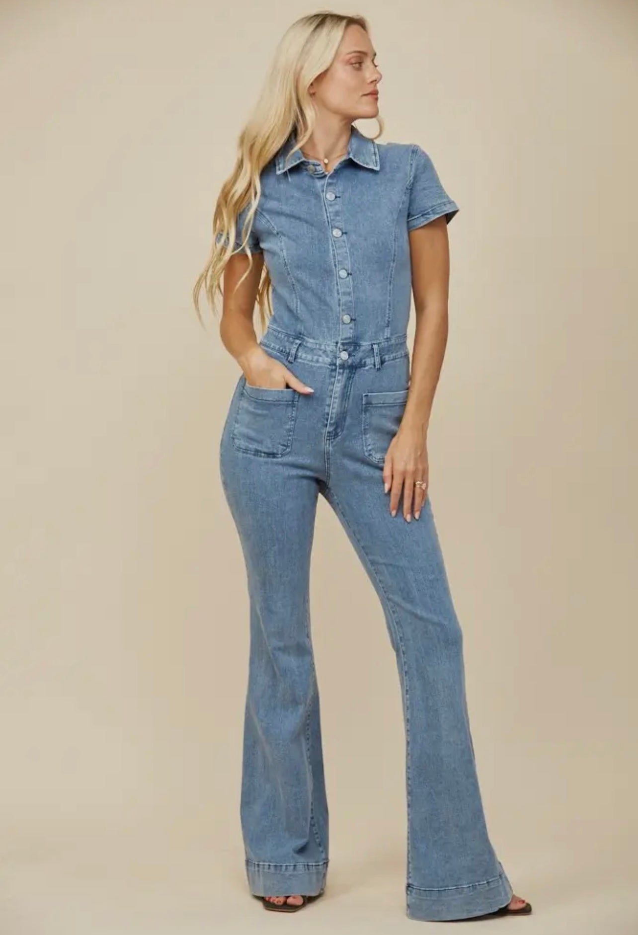 Bellbottom Denim Jumpsuit