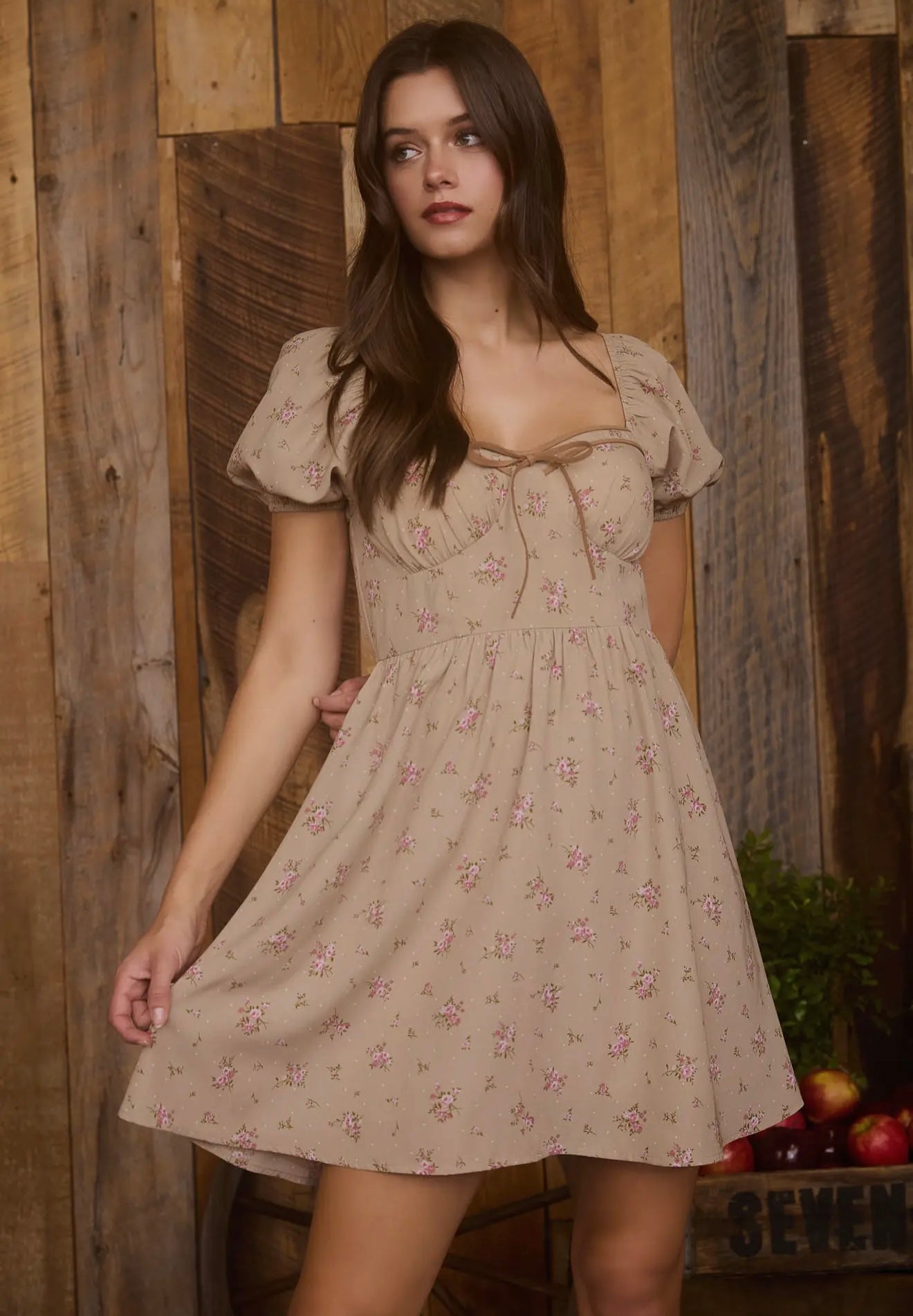 Floral Sweetheart Front Tie Dress