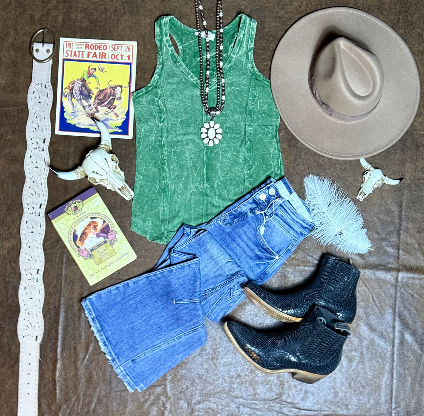 Zenana Crinkle Washed F/Terry Raw Edge Top in Dark Green